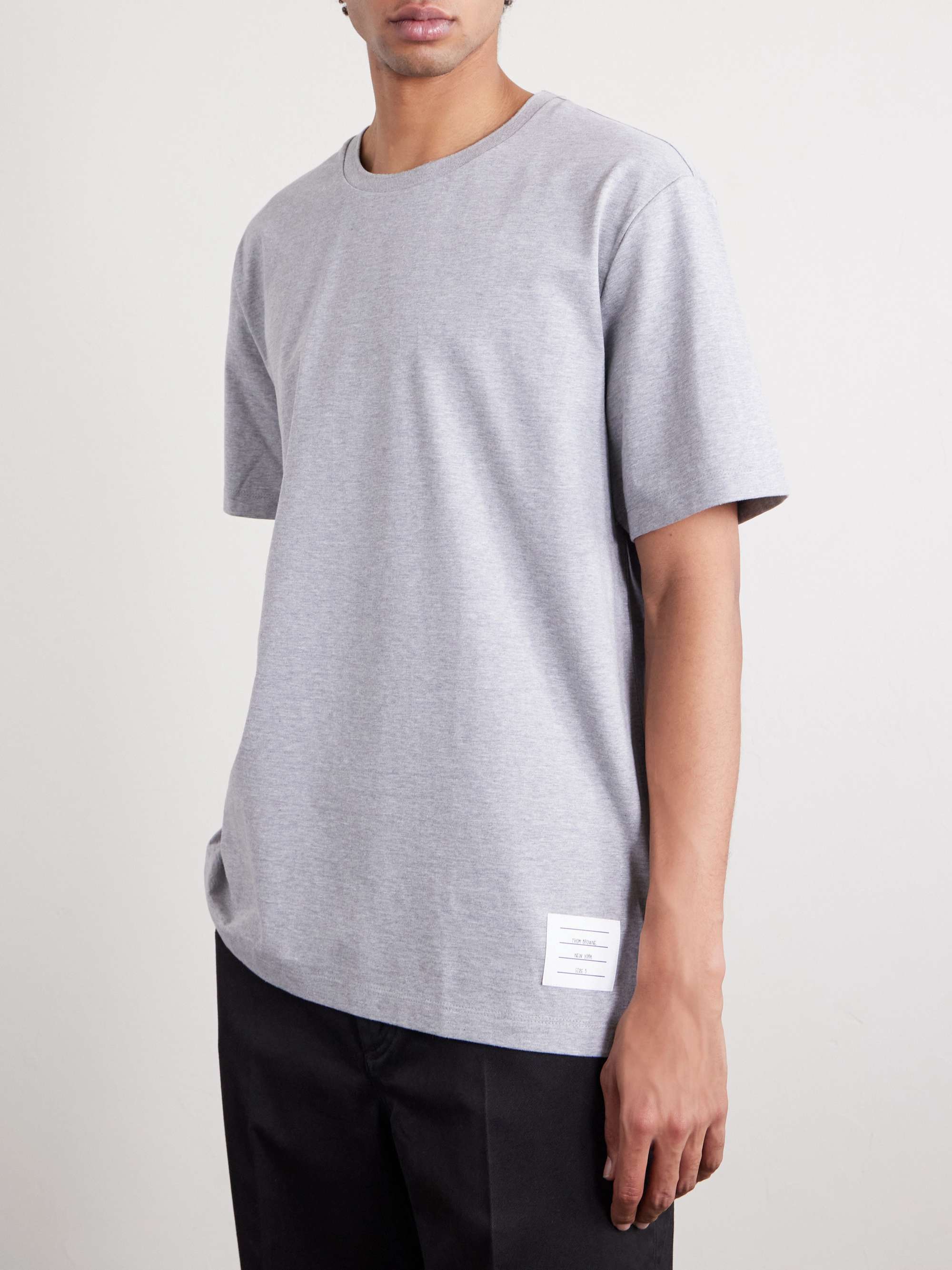 THOM BROWNE Logo-Appliquéd Cotton-Jersey T-Shirt