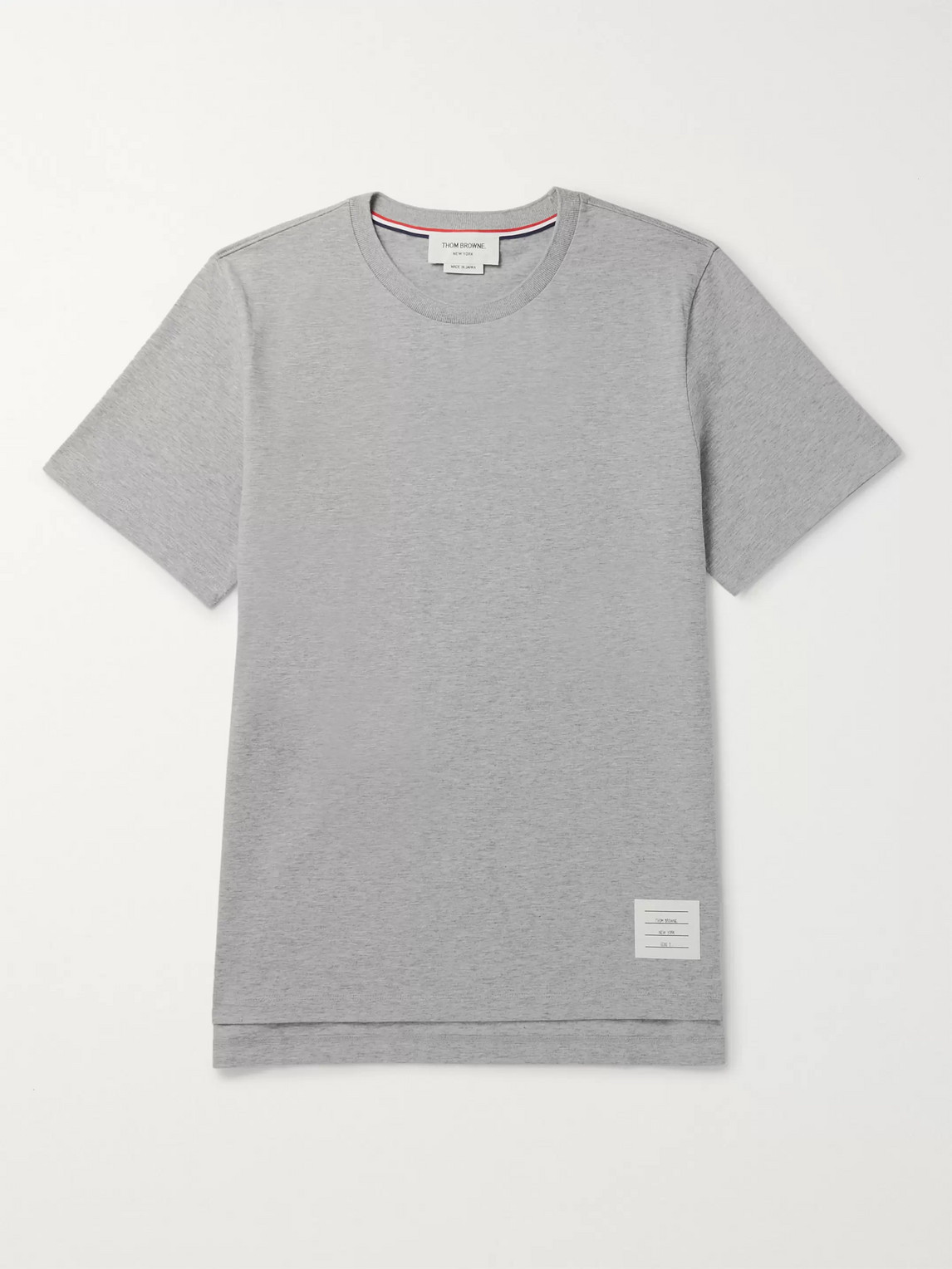 Thom Browne Grosgrain-Trimmed Mélange Cotton-Jersey T-Shirt - Men