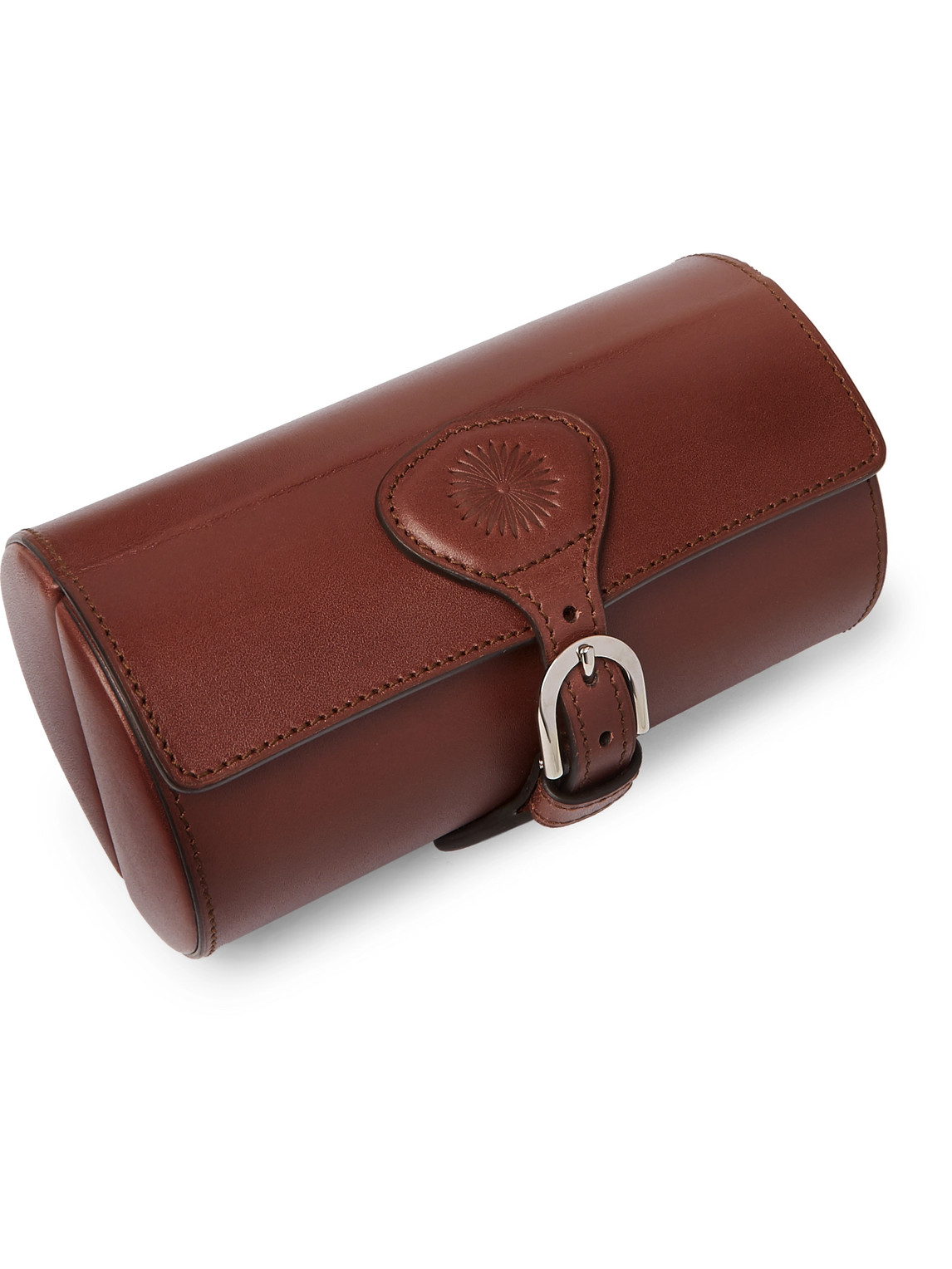 Purdey Travel Leather Double Watch Roll In Brown