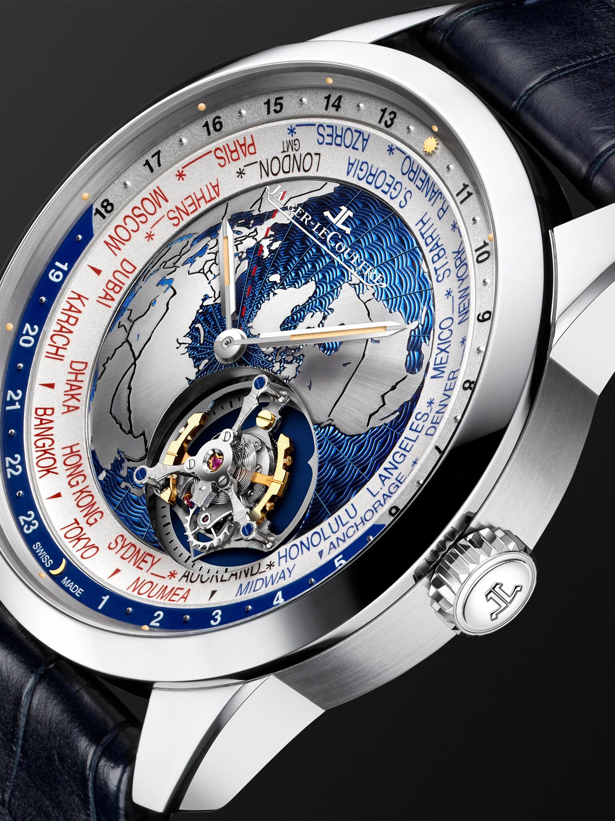 JAEGER LECOULTRE Geophysic Automatic Tourbillon 43.5 Platinum and Leather Watch, Ref. No. JLQ8126420