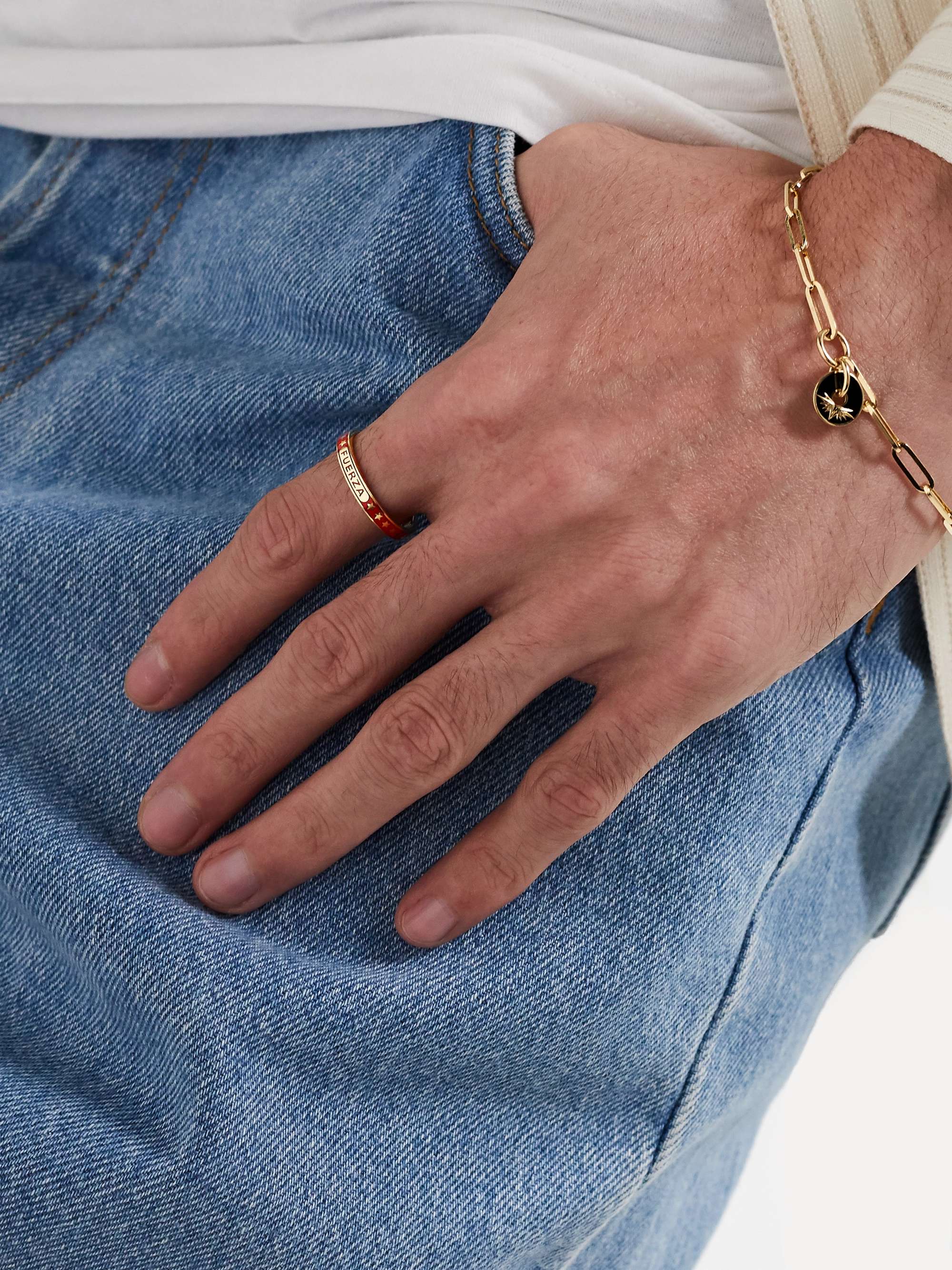 FOUNDRAE Fuerza 18-Karat Gold and Enamel Ring