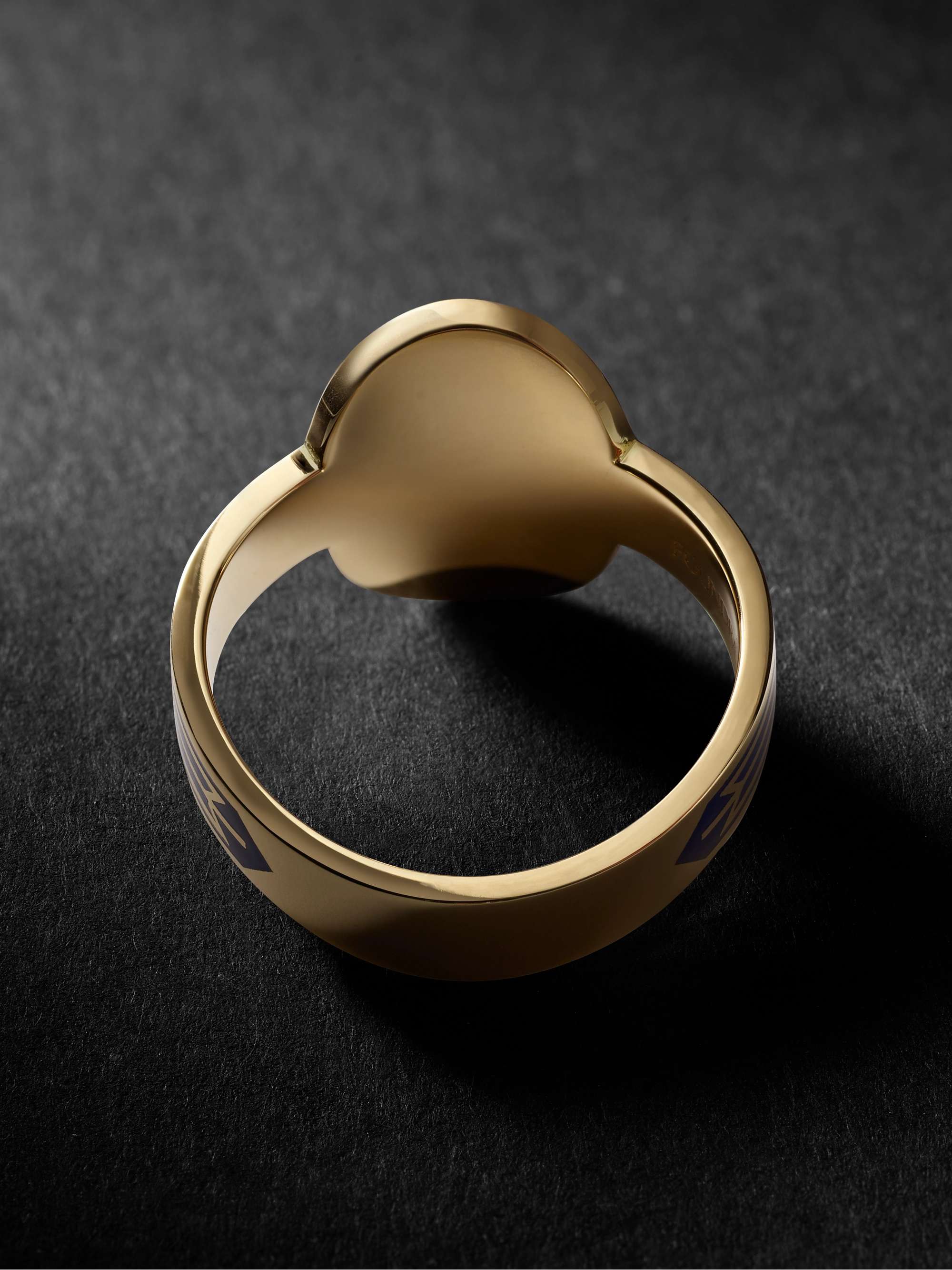 FOUNDRAE Karma 18-Karat Gold, Enamel and Diamond Signet Ring