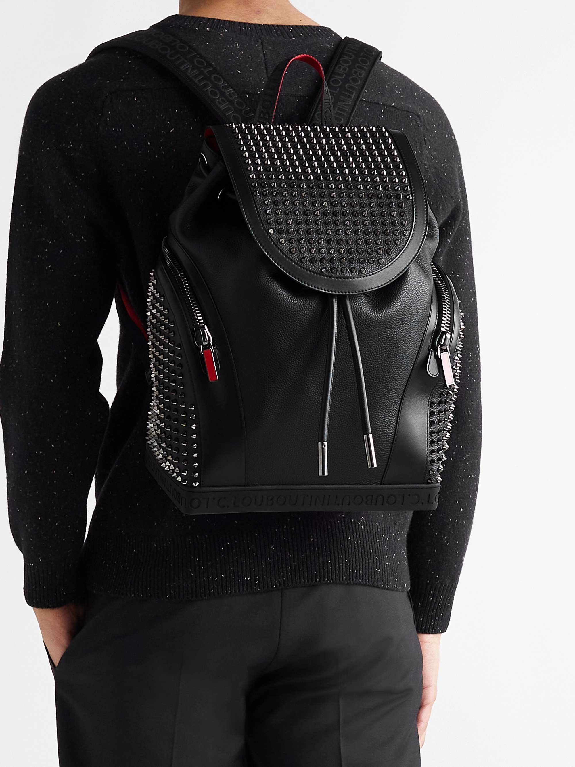 CHRISTIAN LOUBOUTIN Spiked Full-Grain Leather Backpack for Men | MR PORTER