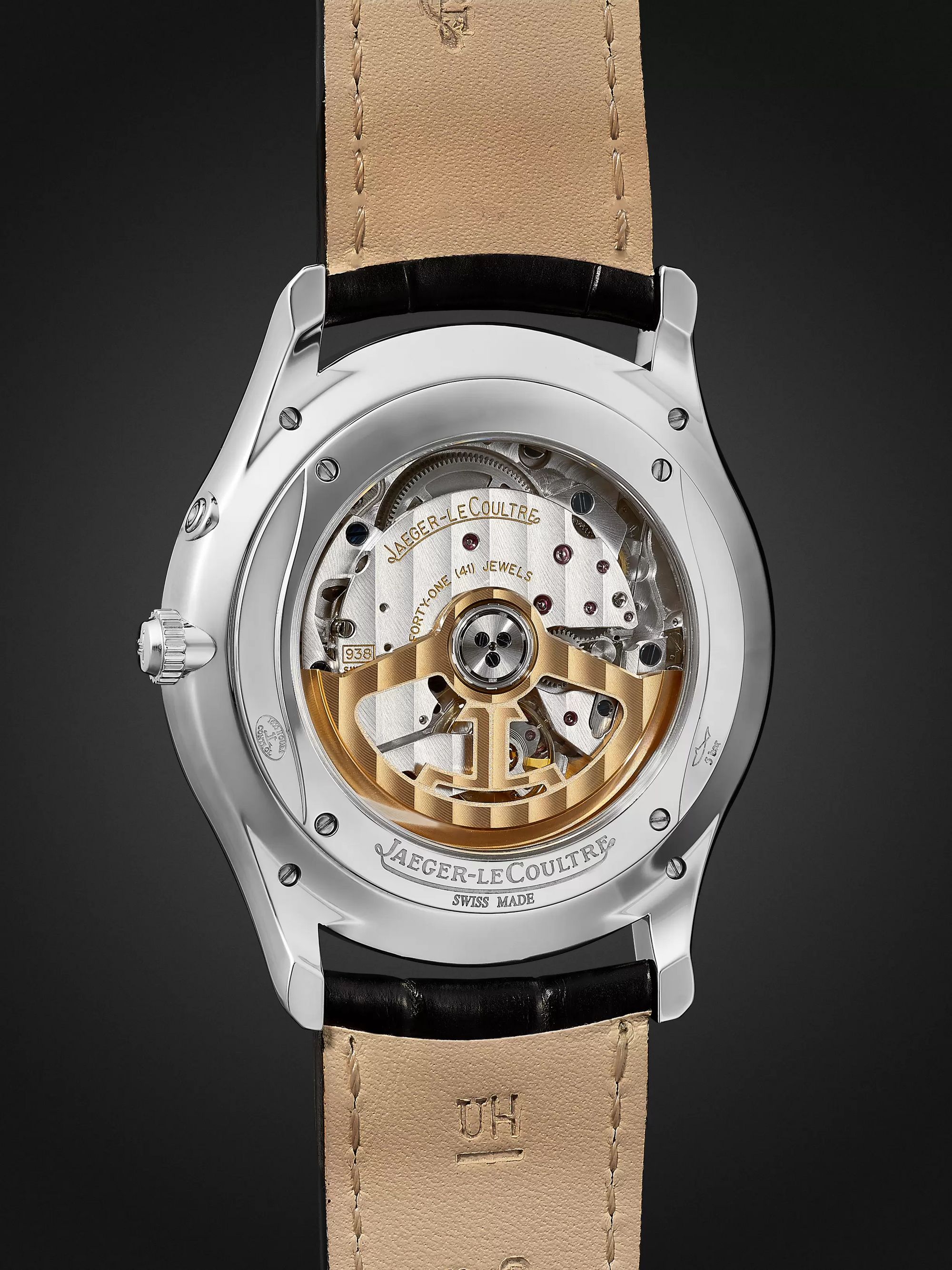 JAEGER LECOULTRE Master Ultra Thin Réserve De Marche Automatic 39mm Stainless Steel and Alligator Watch, Ref No. Q1378420