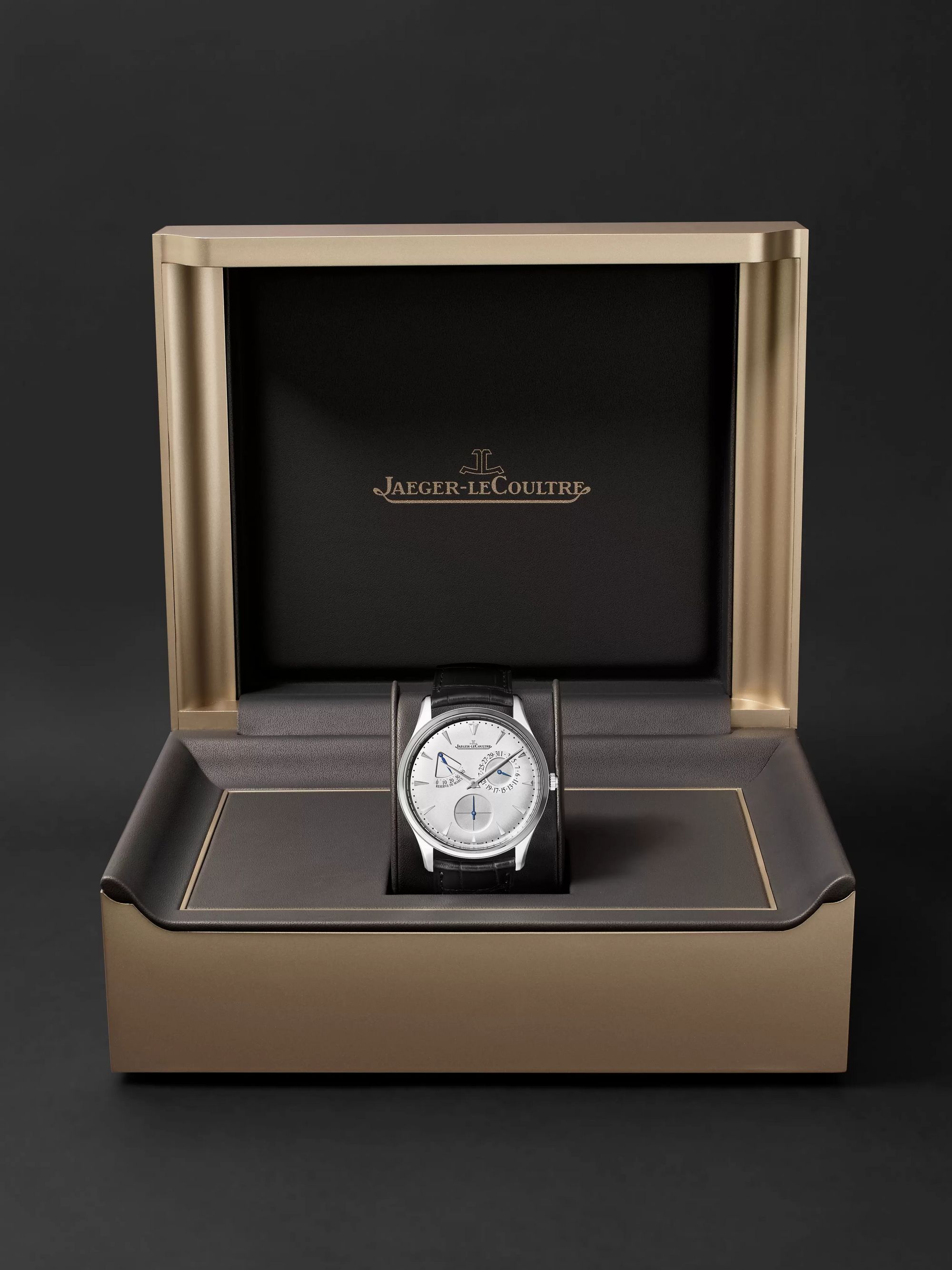 JAEGER LECOULTRE Master Ultra Thin Réserve De Marche Automatic 39mm Stainless Steel and Alligator Watch, Ref No. Q1378420