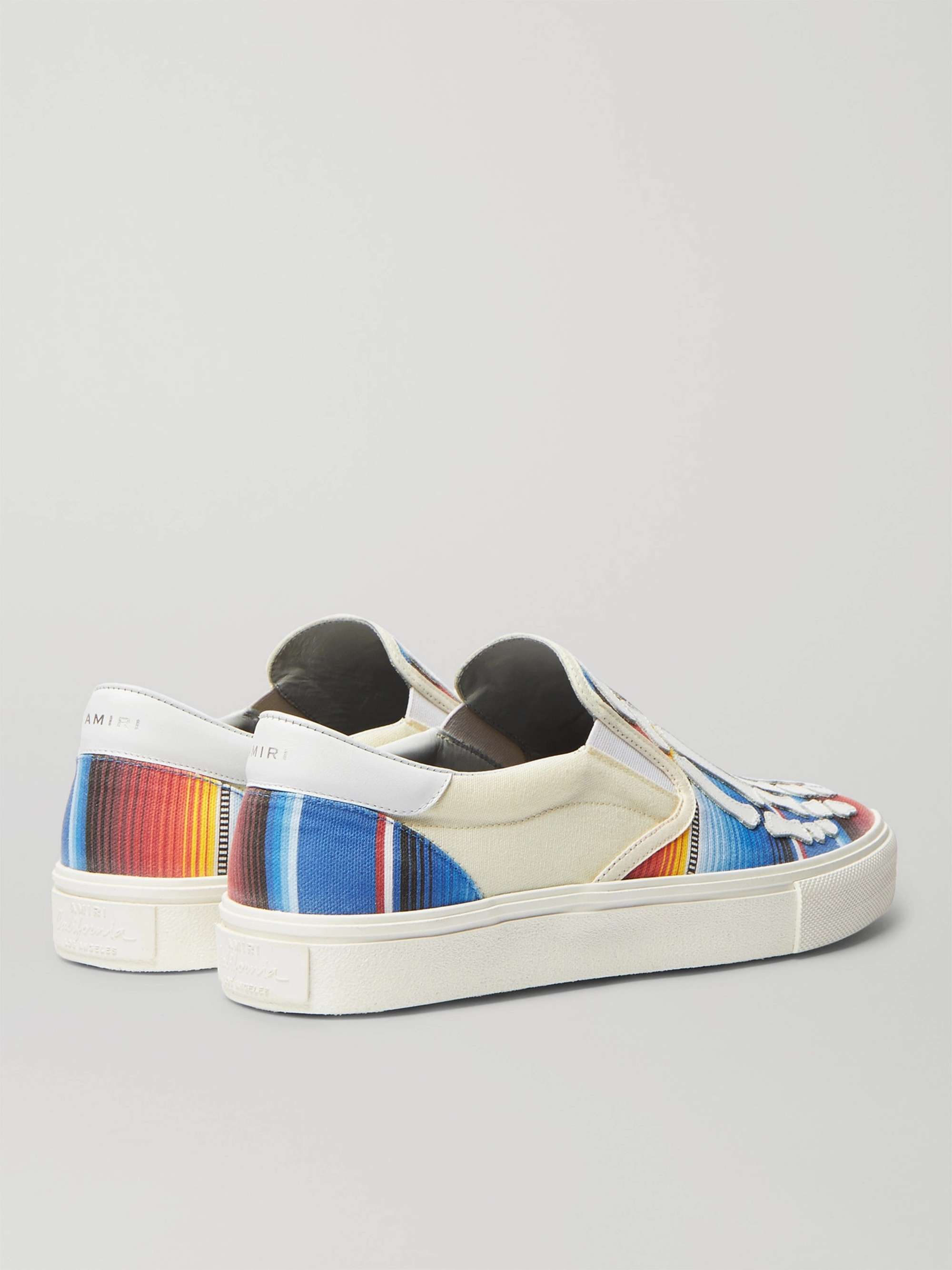 AMIRI Baja Skel-Toe Canvas and Leather Slip-On Sneakers