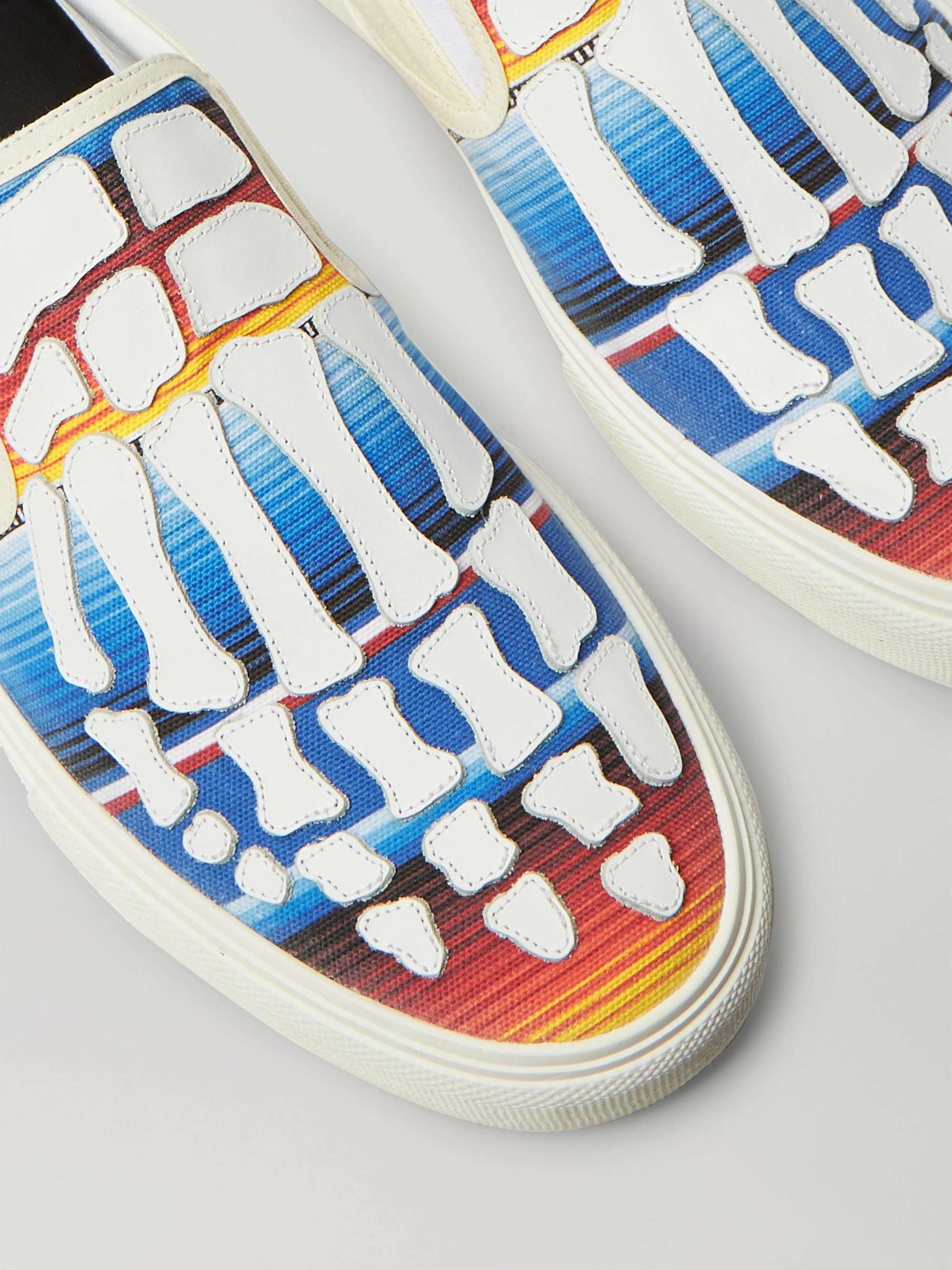 AMIRI Baja Skel-Toe Canvas and Leather Slip-On Sneakers