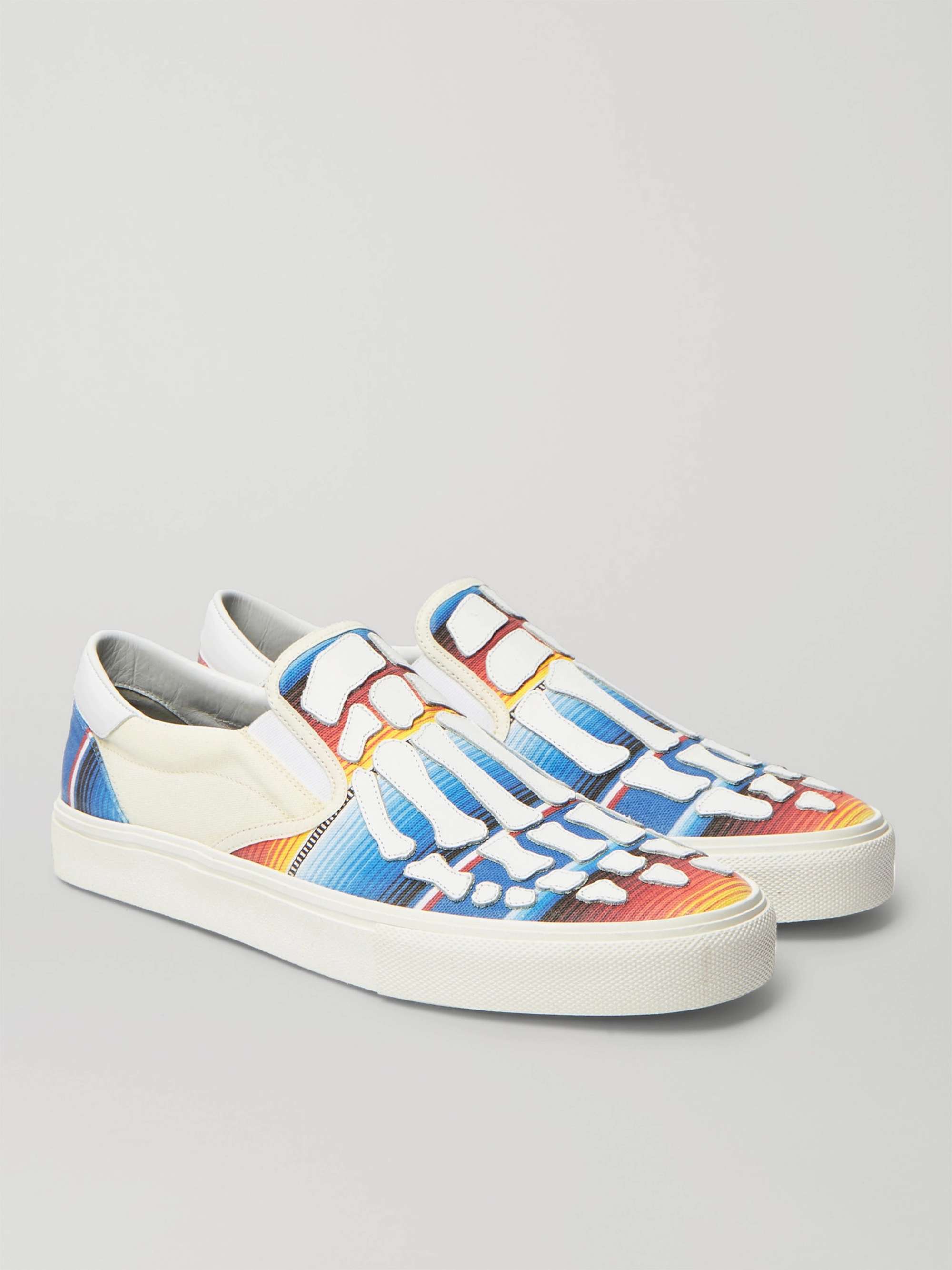 AMIRI Baja Skel-Toe Canvas and Leather Slip-On Sneakers