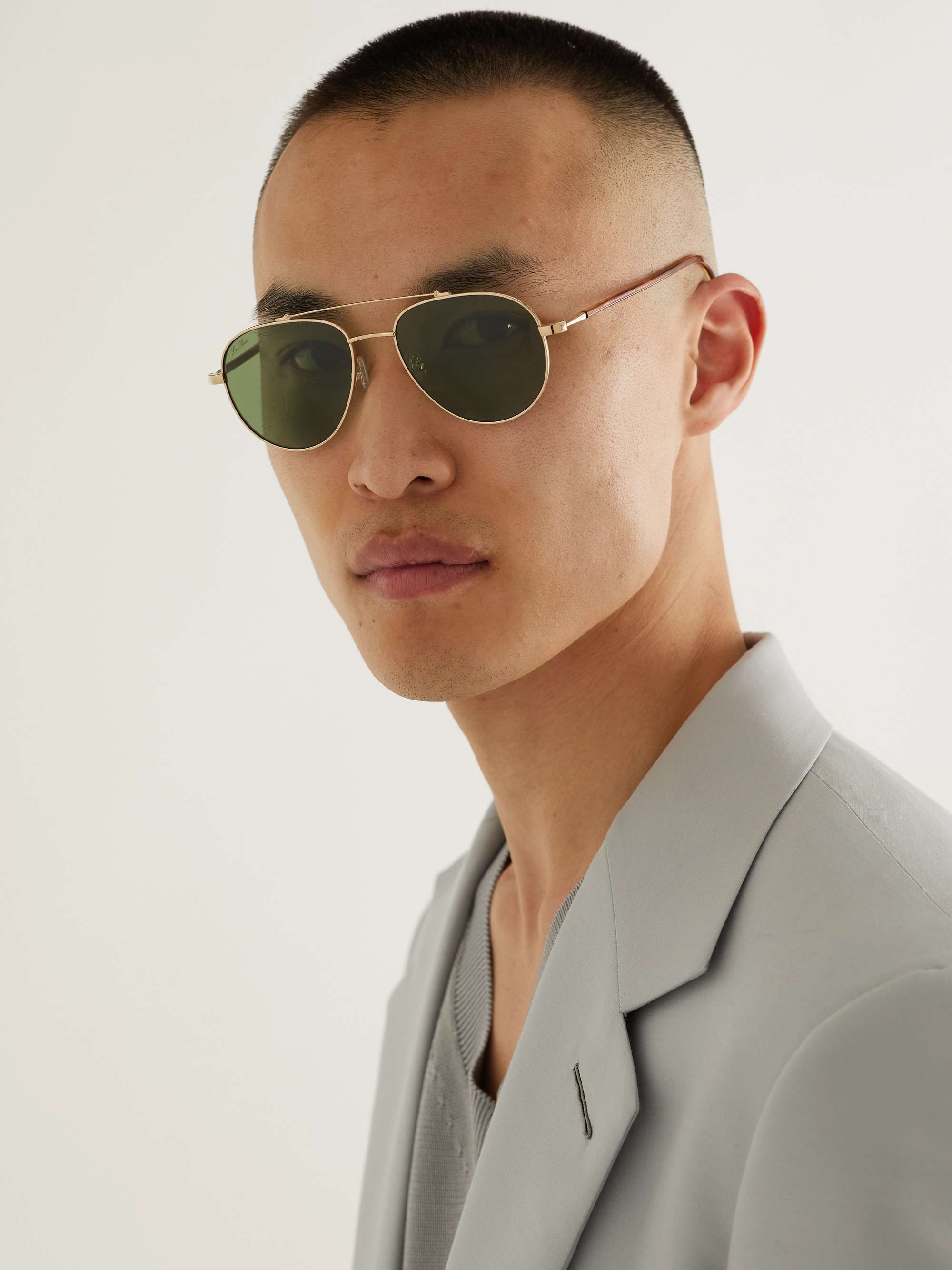 Aviator-style acetate and gold-tone sunglasses