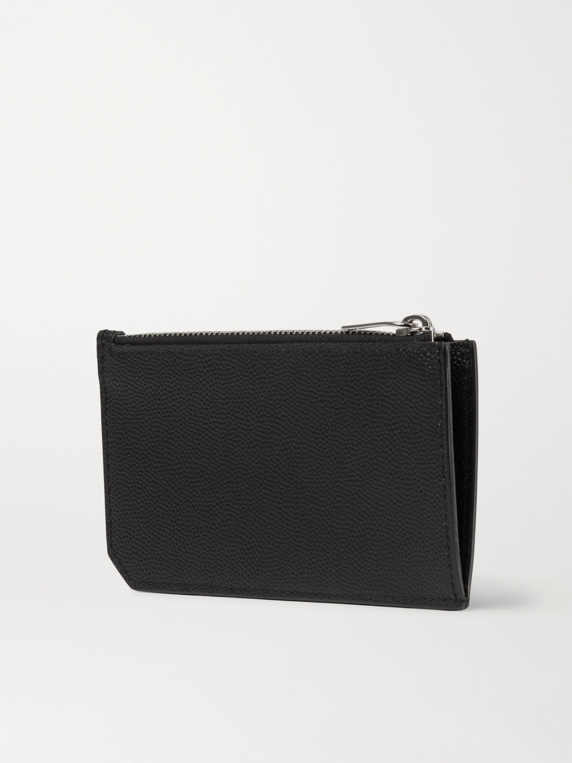 Saint Laurent Pebble-grain Leather Cardholder In Black