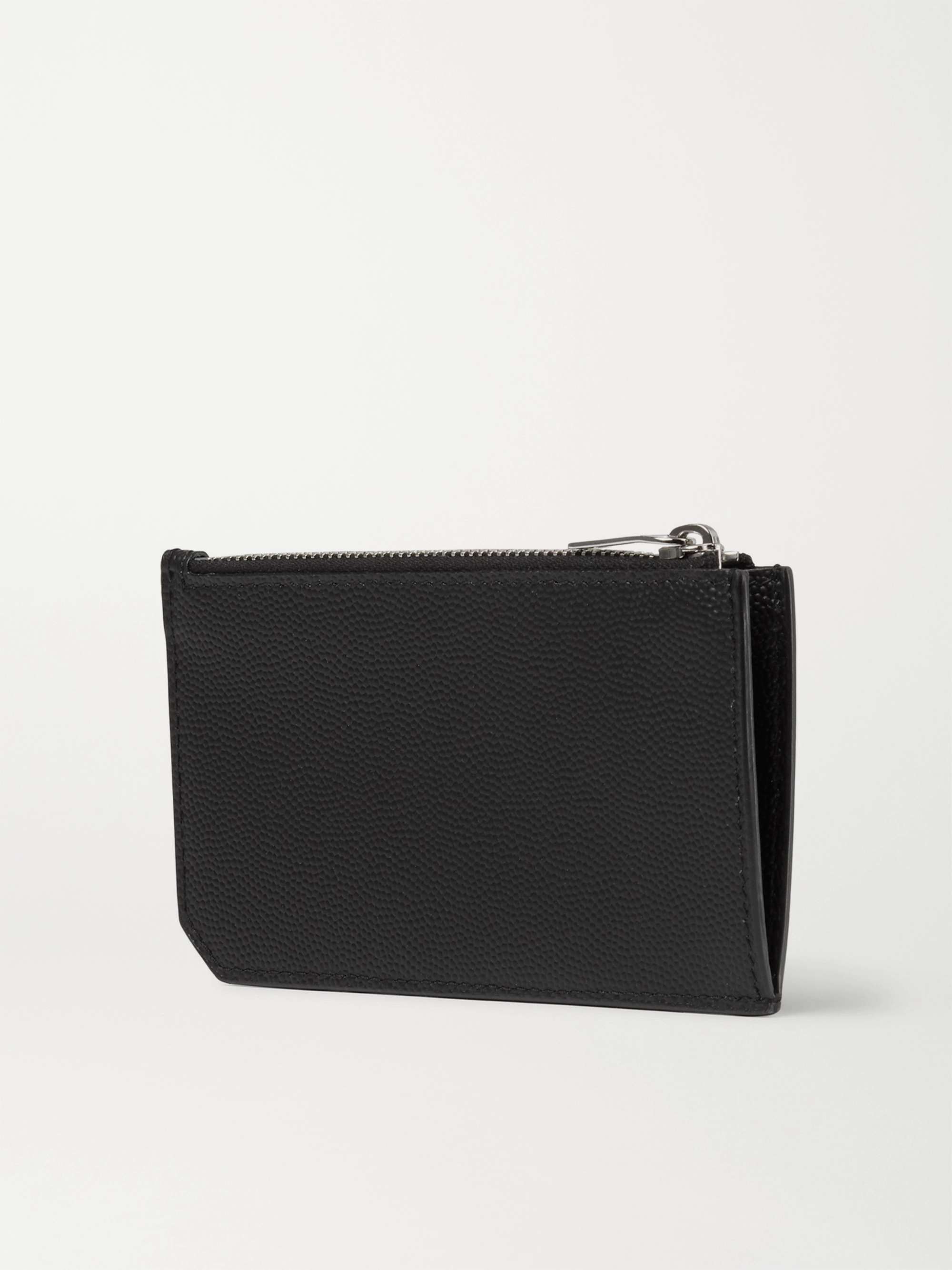 SAINT LAURENT Printed Pebble-Grain Leather Zipped Cardholder