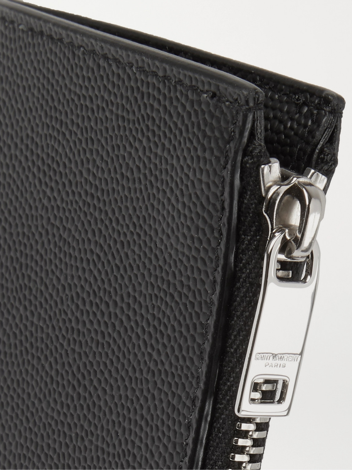 Saint Laurent Pebble-grain Leather Cardholder In Black
