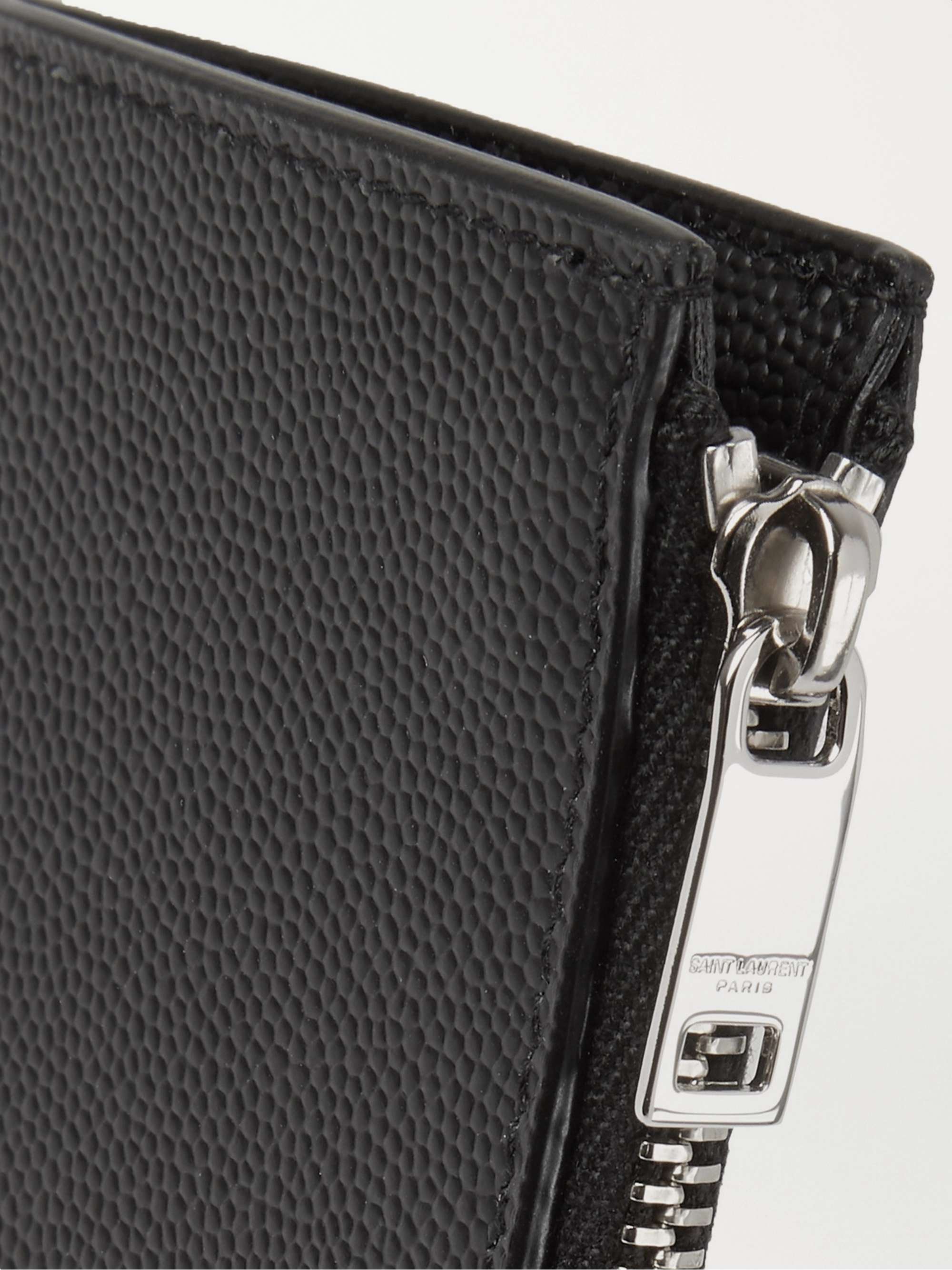 Black Pebble Grain Leather Bow Detail Double Card Holder