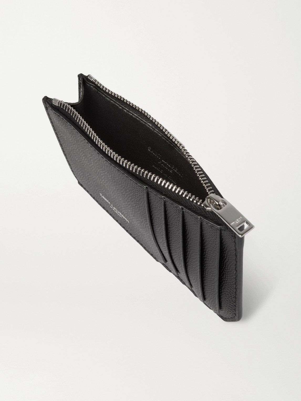 Saint Laurent Pebble-grain Leather Cardholder In Black