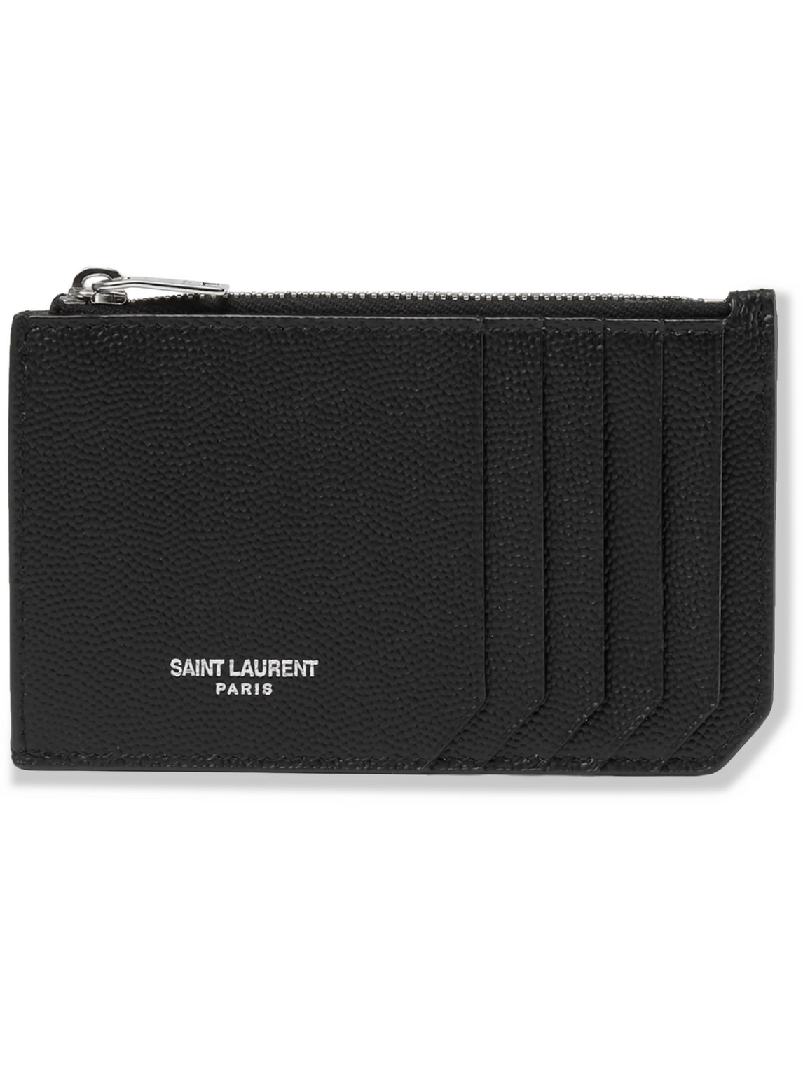 Saint Laurent Pebble-grain Leather Cardholder In Black