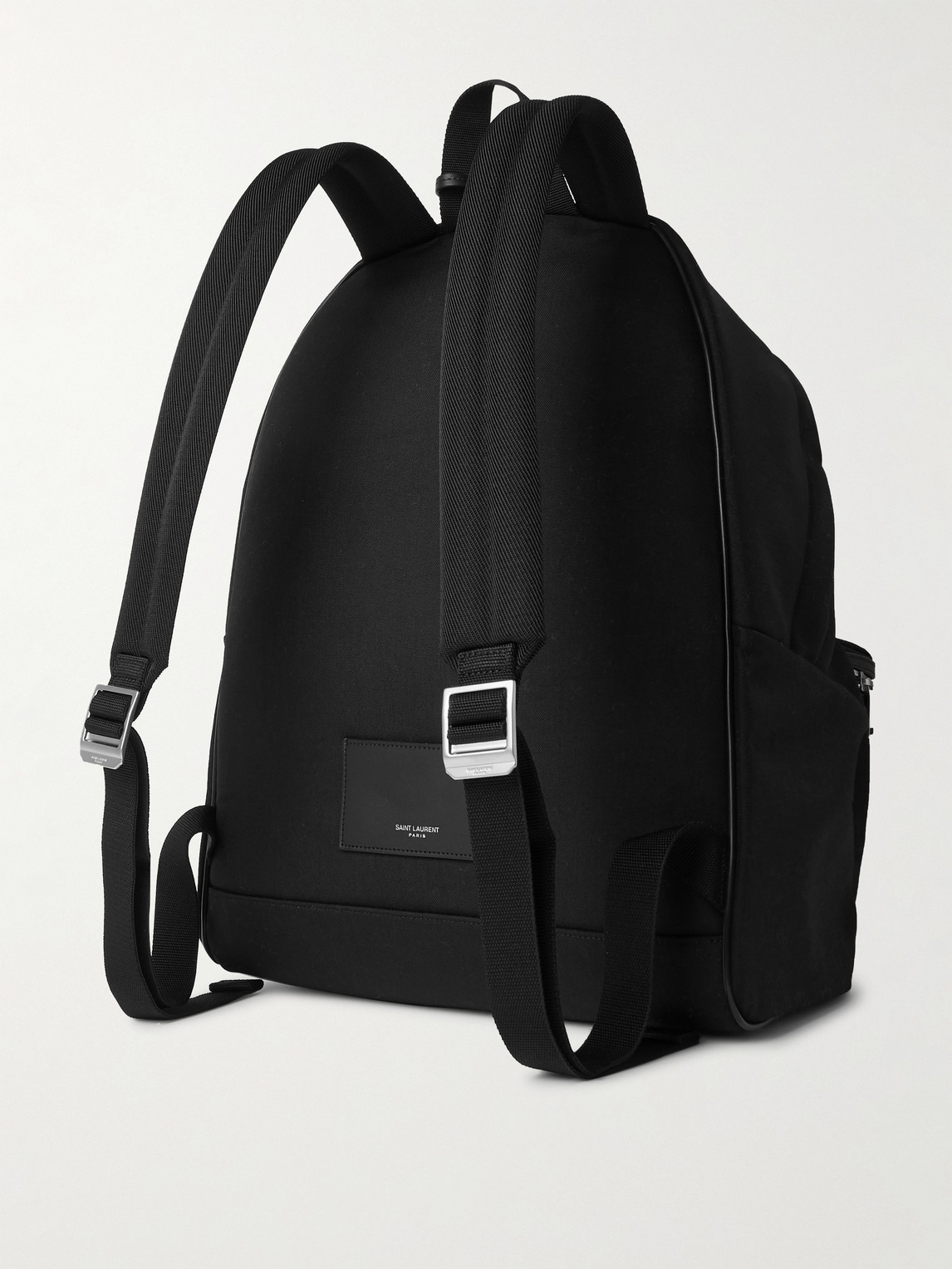 Shop Saint Laurent Leather-trimmed Canvas Backpack In Black