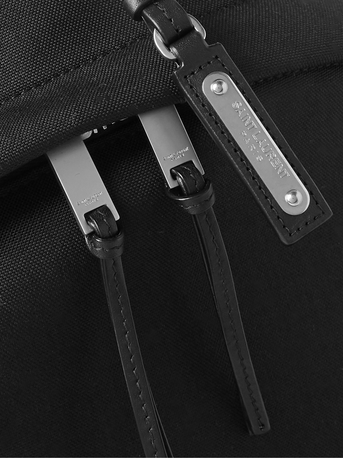 Shop Saint Laurent Leather-trimmed Canvas Backpack In Black