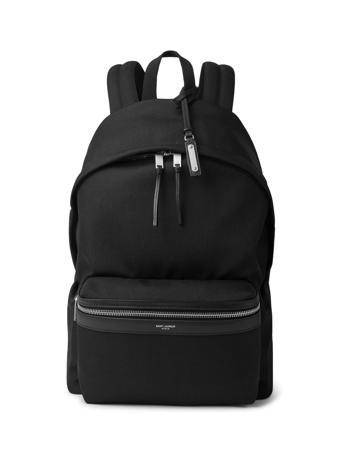 Leather-Trimmed Canvas Backpack