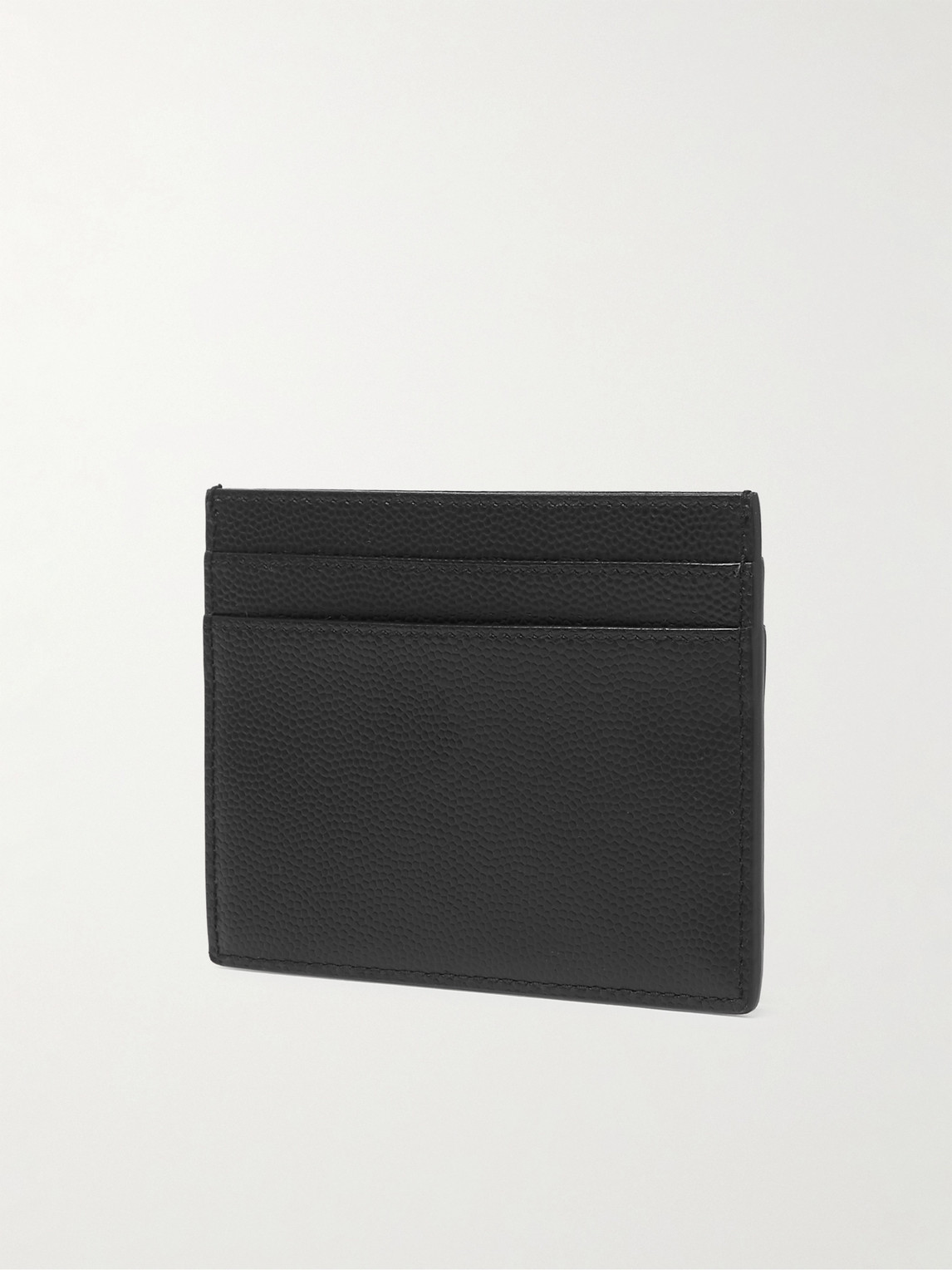Logo-Print Pebble-Grain Leather Cardholder — 2