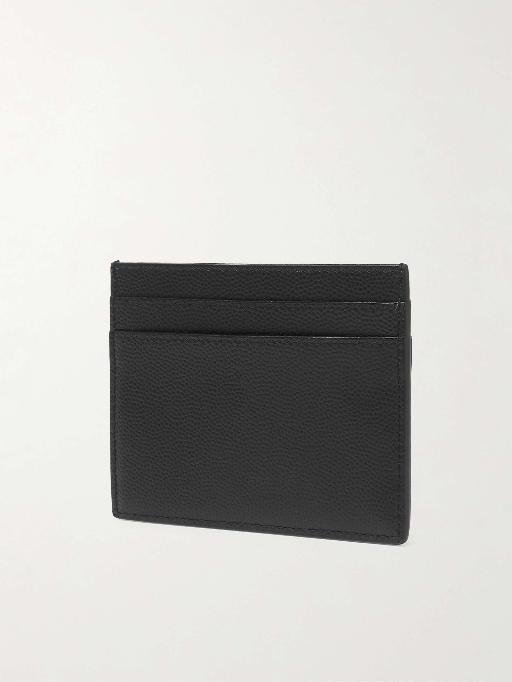 SAINT LAURENT Logo-Print Pebble-Grain Leather Cardholder