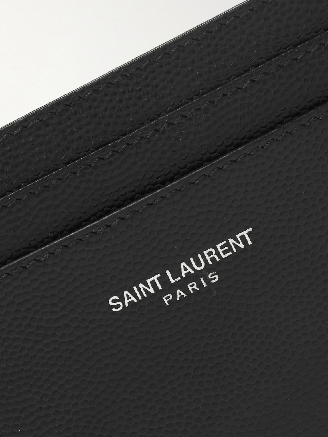  Saint Laurent - Logo-print Pebble-grain Leather Cardholder - Men - Black 
