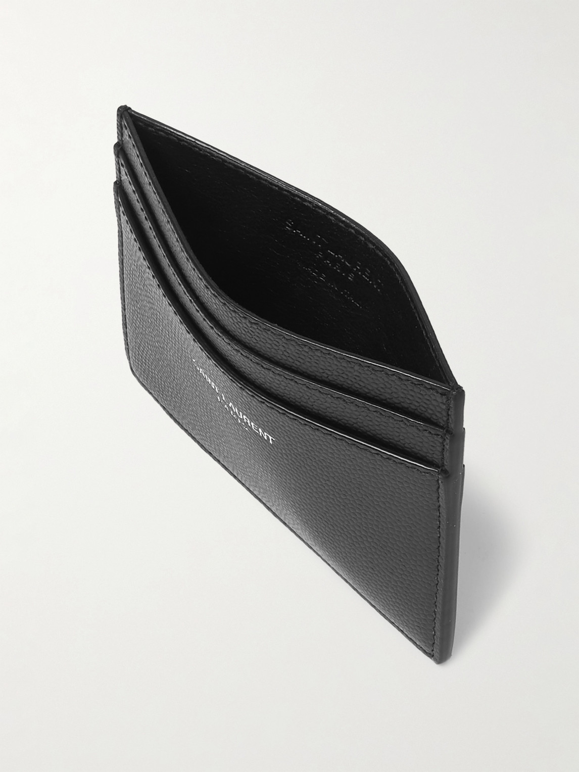 Saint Laurent - Logo-print Pebble-grain Leather Cardholder - Men - Black 