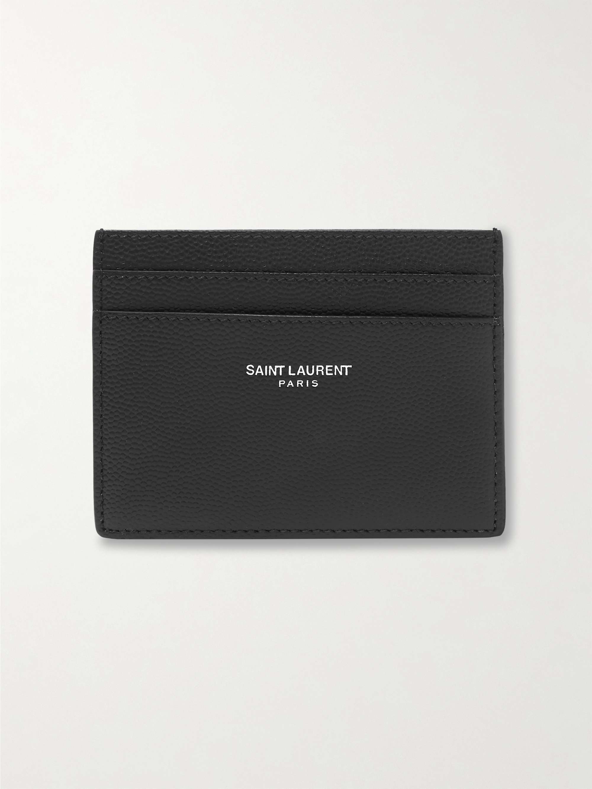 SAINT LAURENT Logo-Appliquéd Pebble-Grain Leather Cardholder for Men