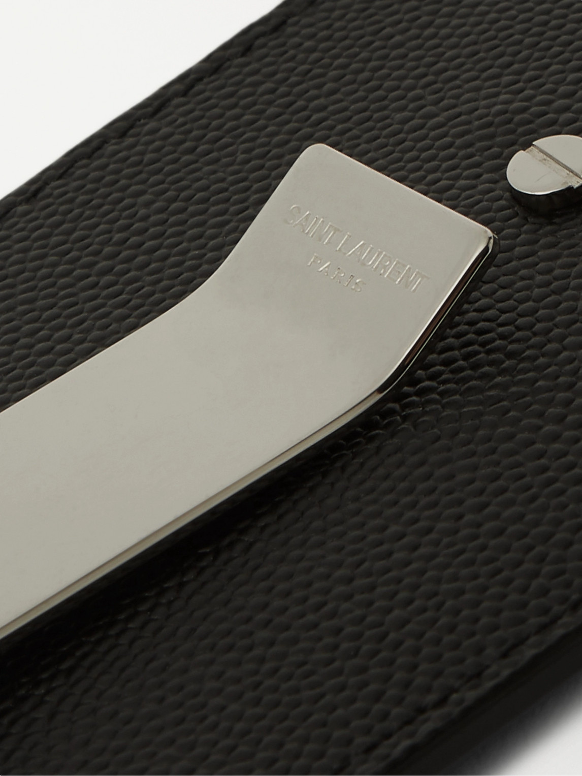  Saint Laurent - Pebble-grain Leather Cardholder With Money Clip - Men - Black 