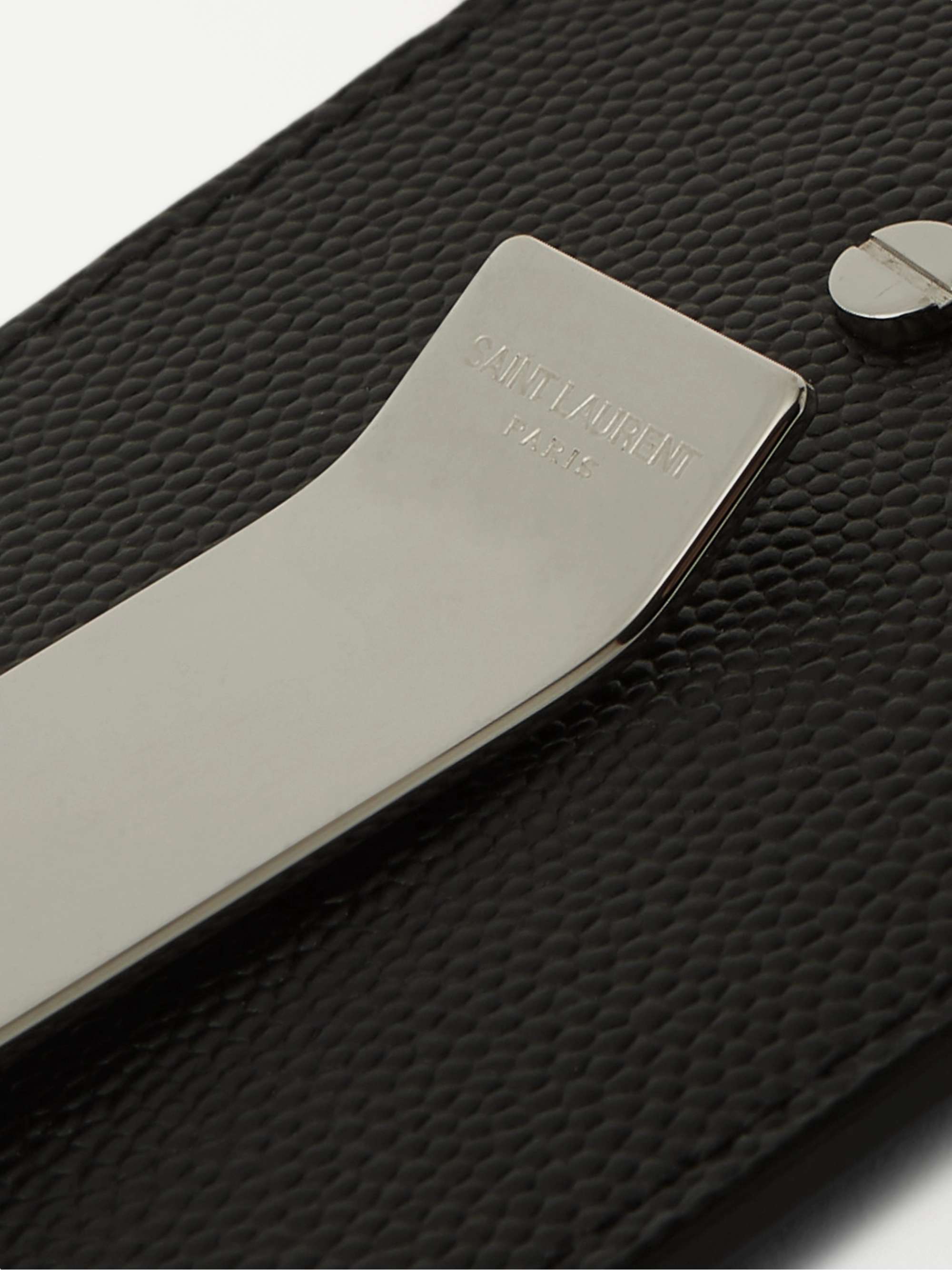 SAINT LAURENT Pebble-Grain Leather Cardholder with Money Clip