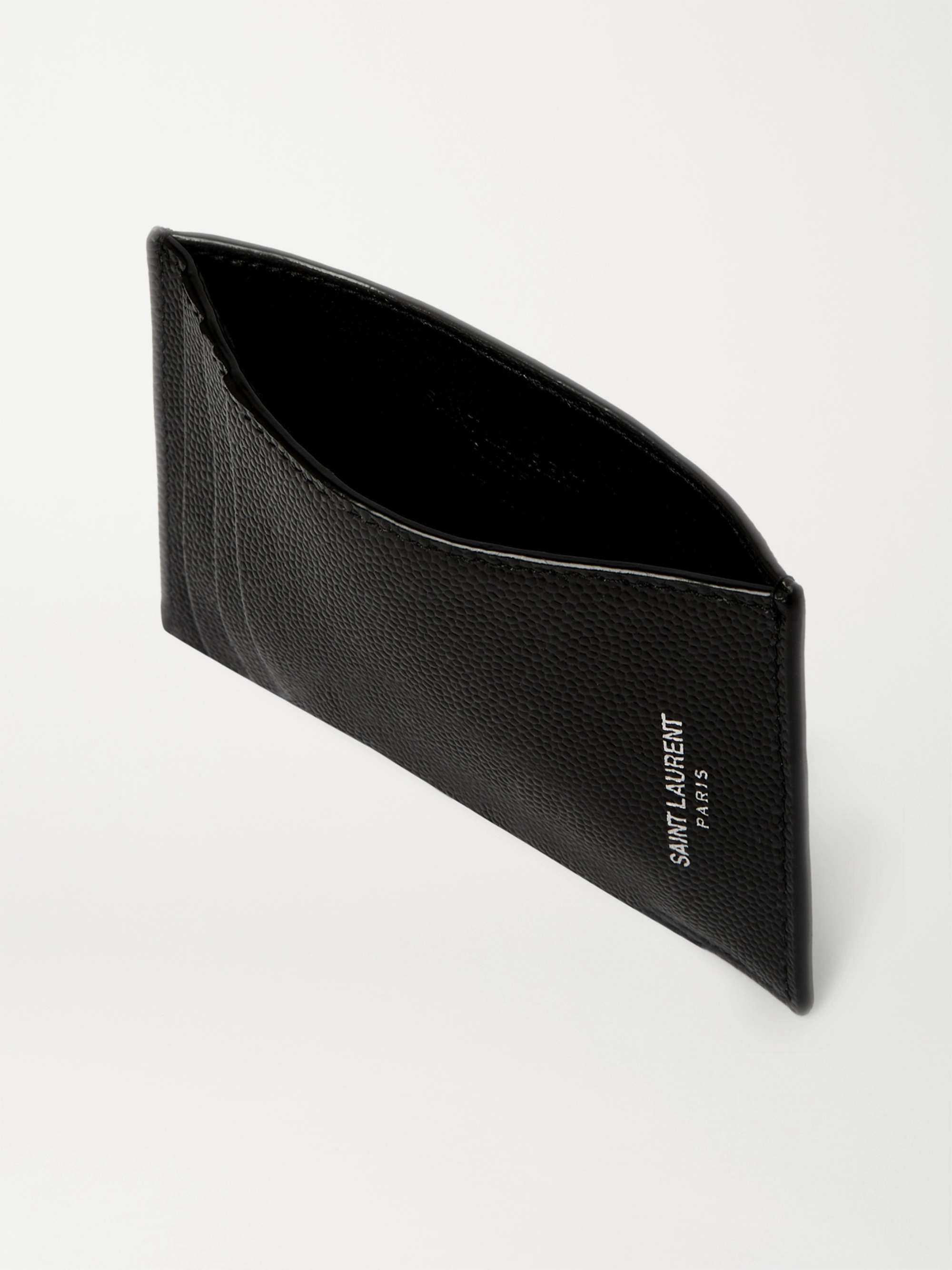 SAINT LAURENT Pebble-Grain Leather Cardholder with Money Clip