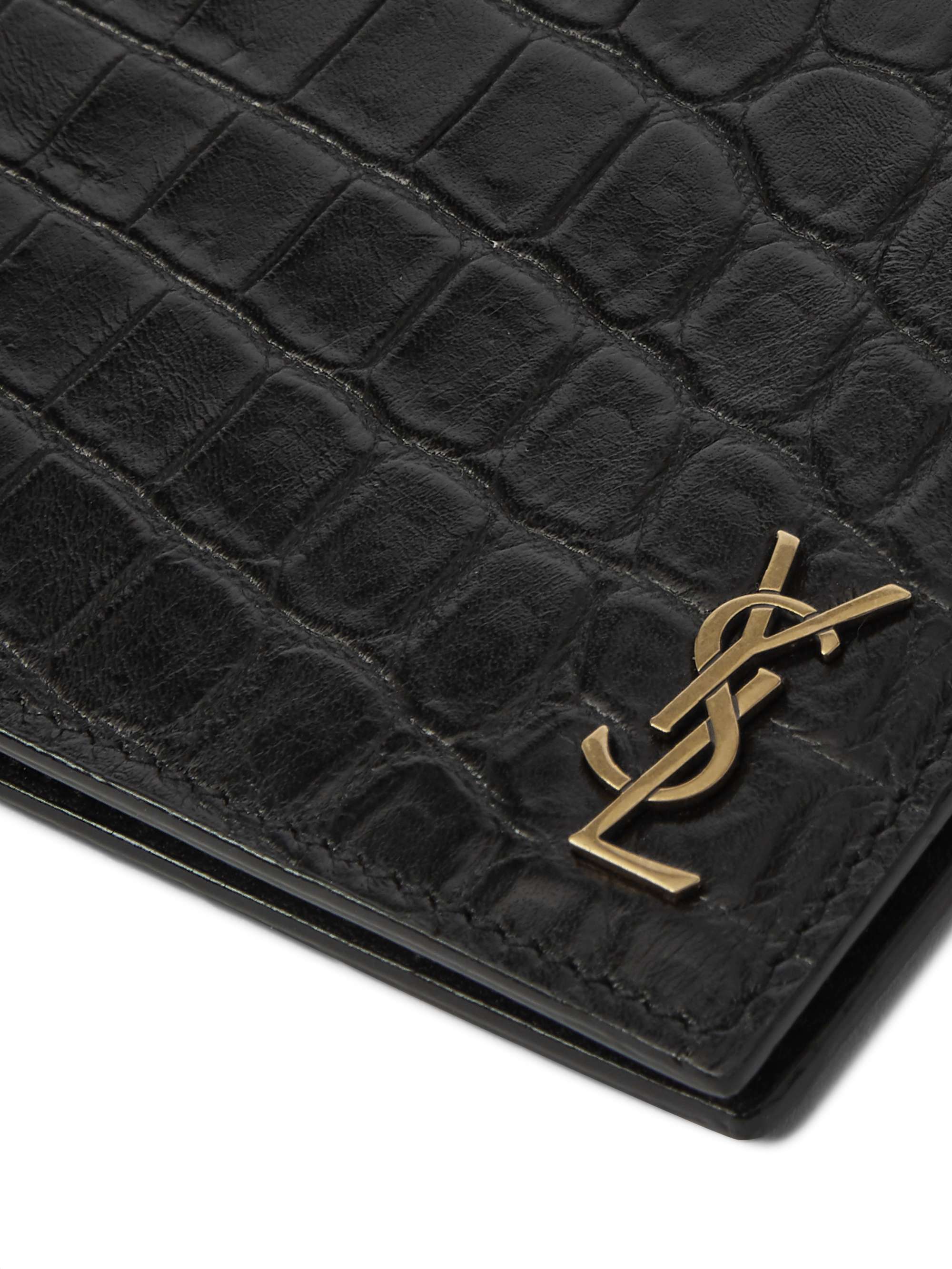 Saint Laurent - Crocodile-Embossed Money Clip Wallet - Men - Leather - One Size - Black