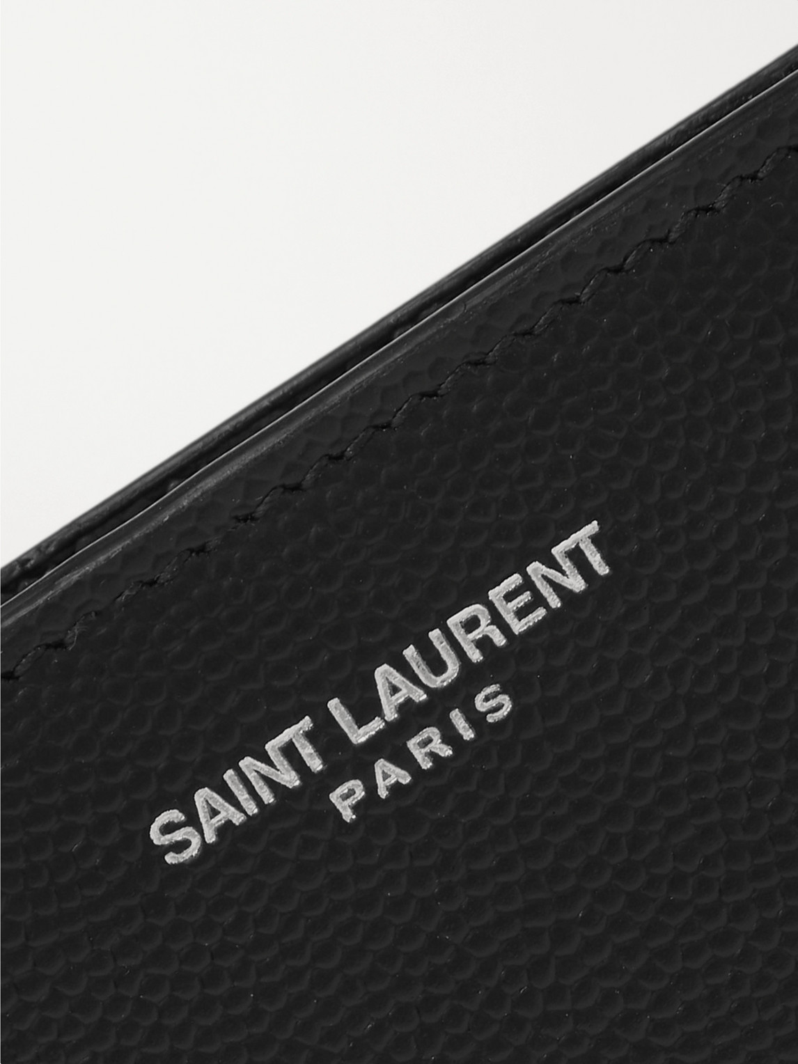  Saint Laurent - Logo-print Pebble-grain Leather Billfold Wallet - Men - Black 