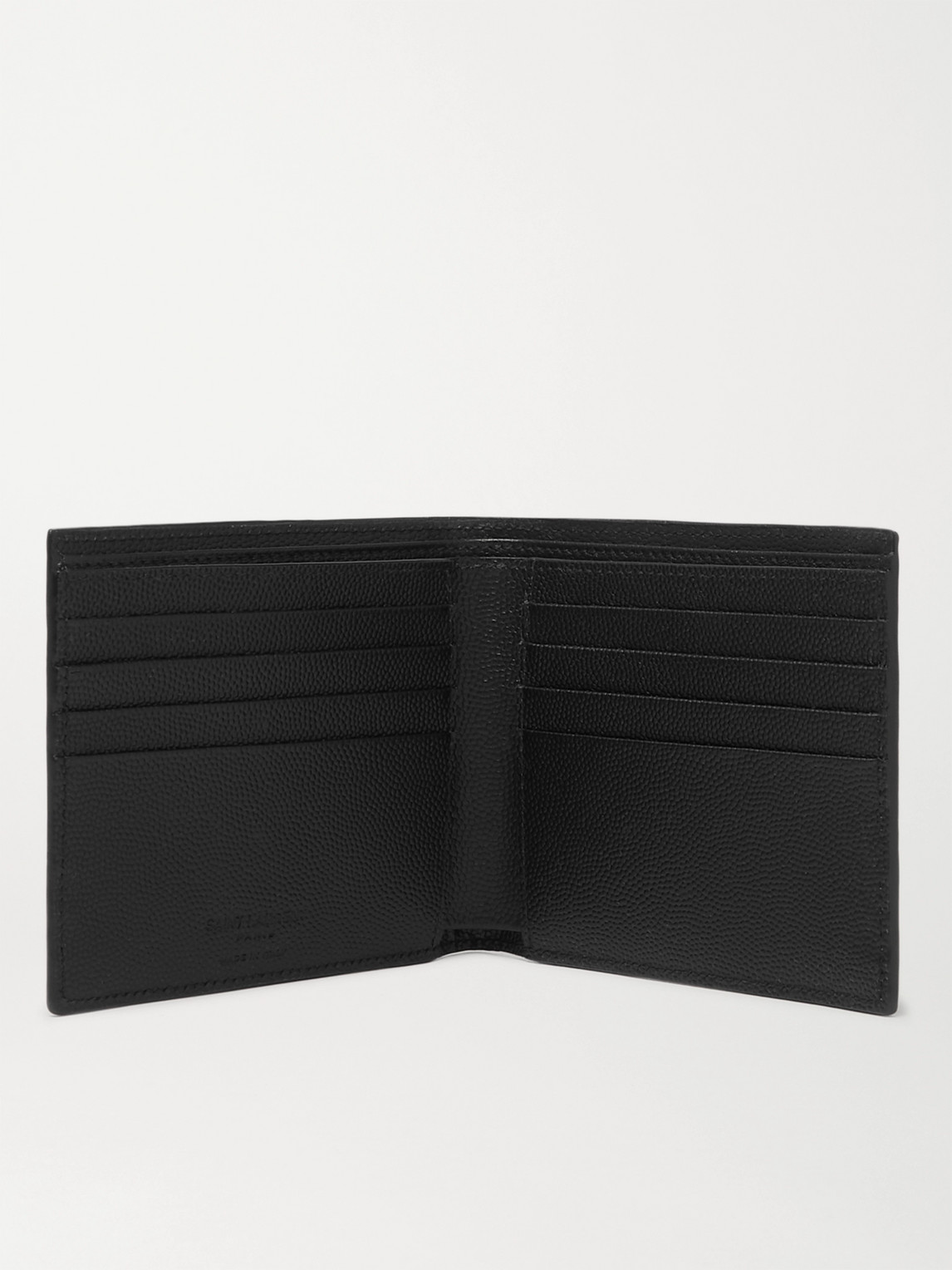  Saint Laurent - Logo-print Pebble-grain Leather Billfold Wallet - Men - Black 