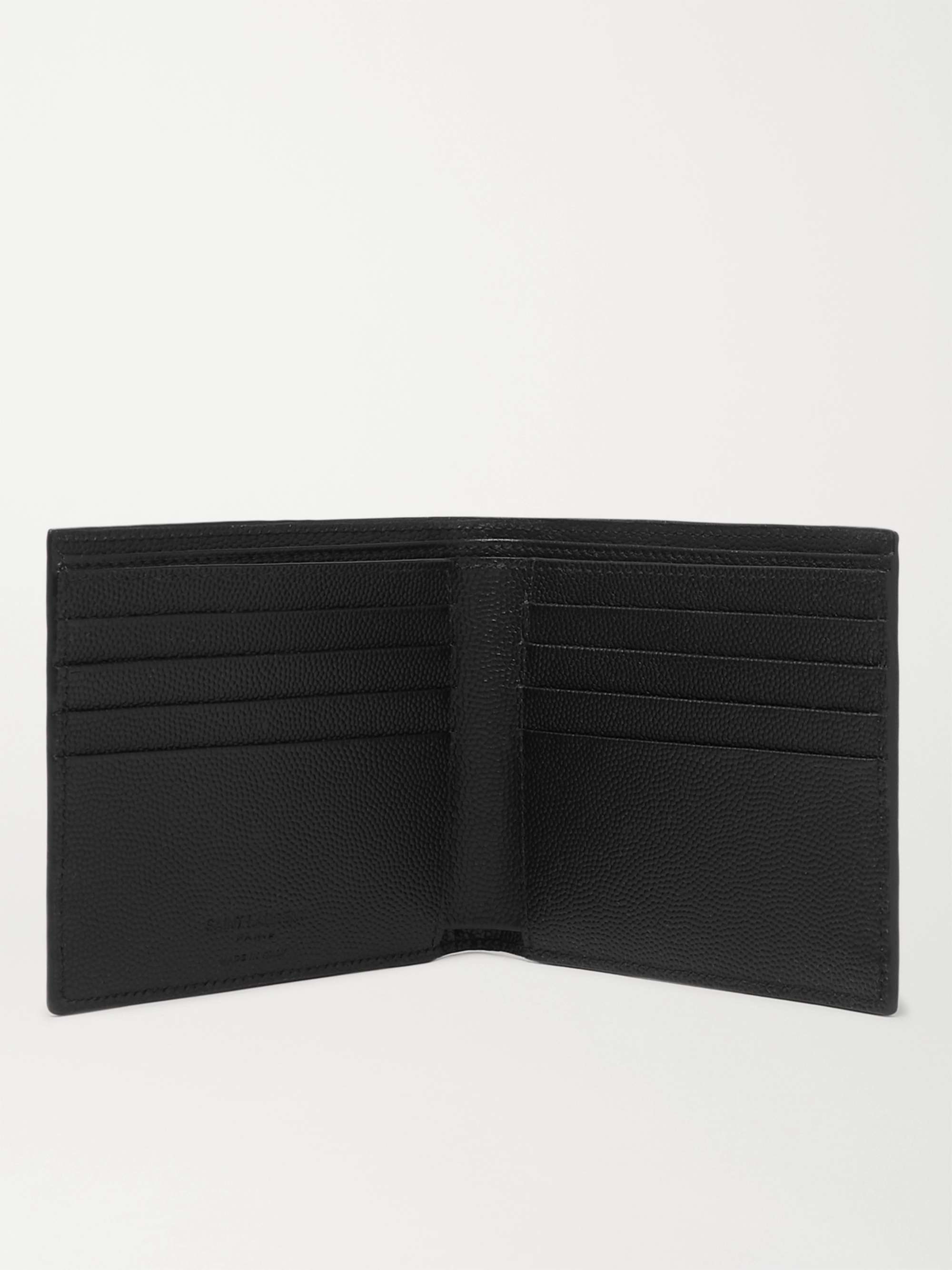 SAINT LAURENT Logo-Print Pebble-Grain Leather Billfold Wallet for Men