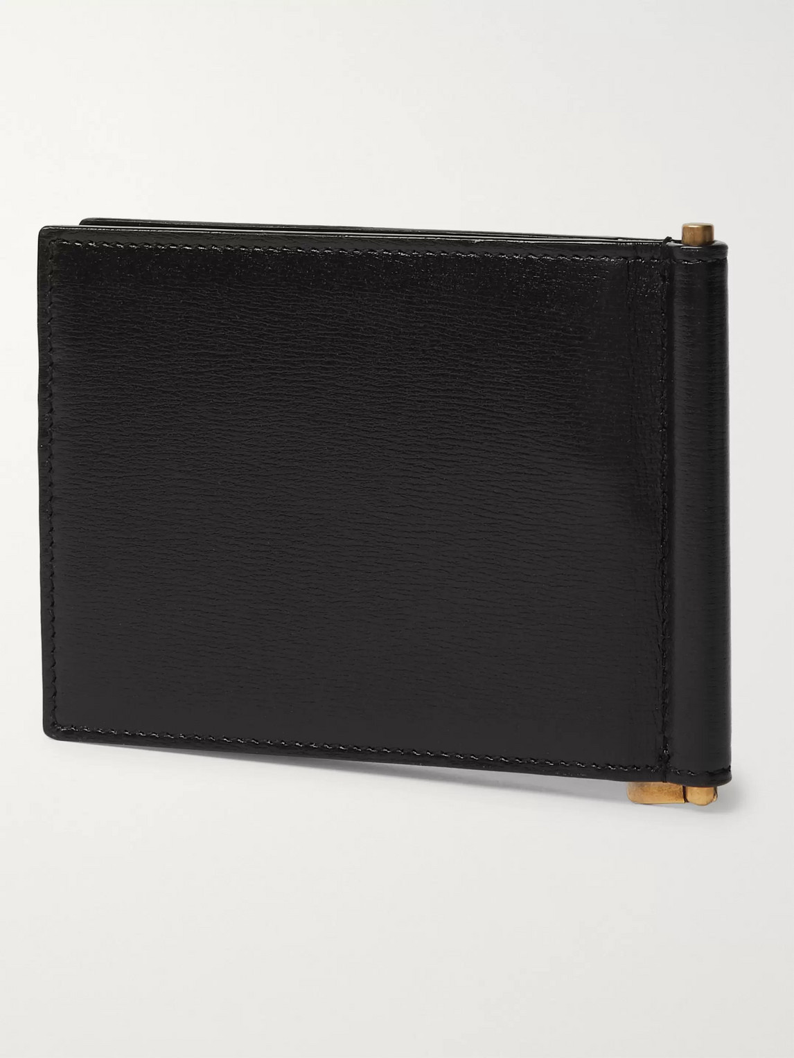Saint Laurent Logo-appliquéd Leather Billfold Wallet With Money Clip In Black