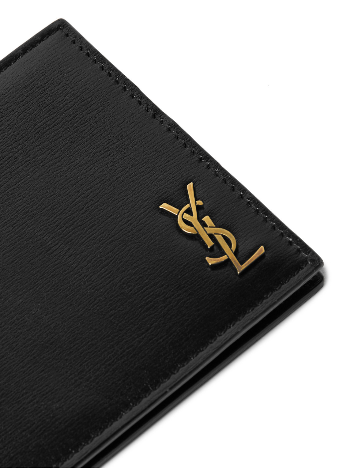 Shop Saint Laurent Logo-appliquéd Leather Billfold Wallet With Money Clip In Black