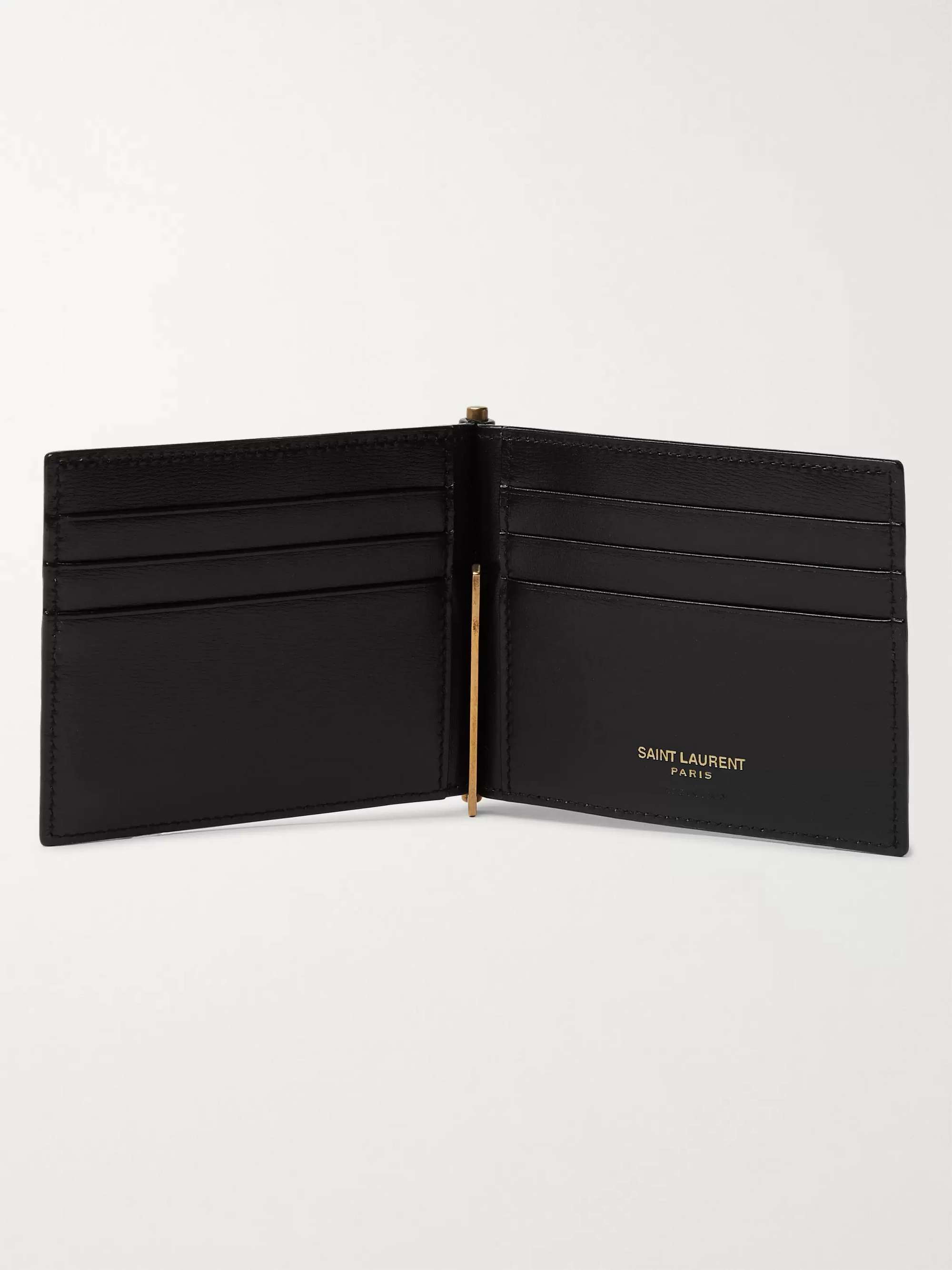 Saint Laurent Men's Embossed Leather Money Clip Wallet