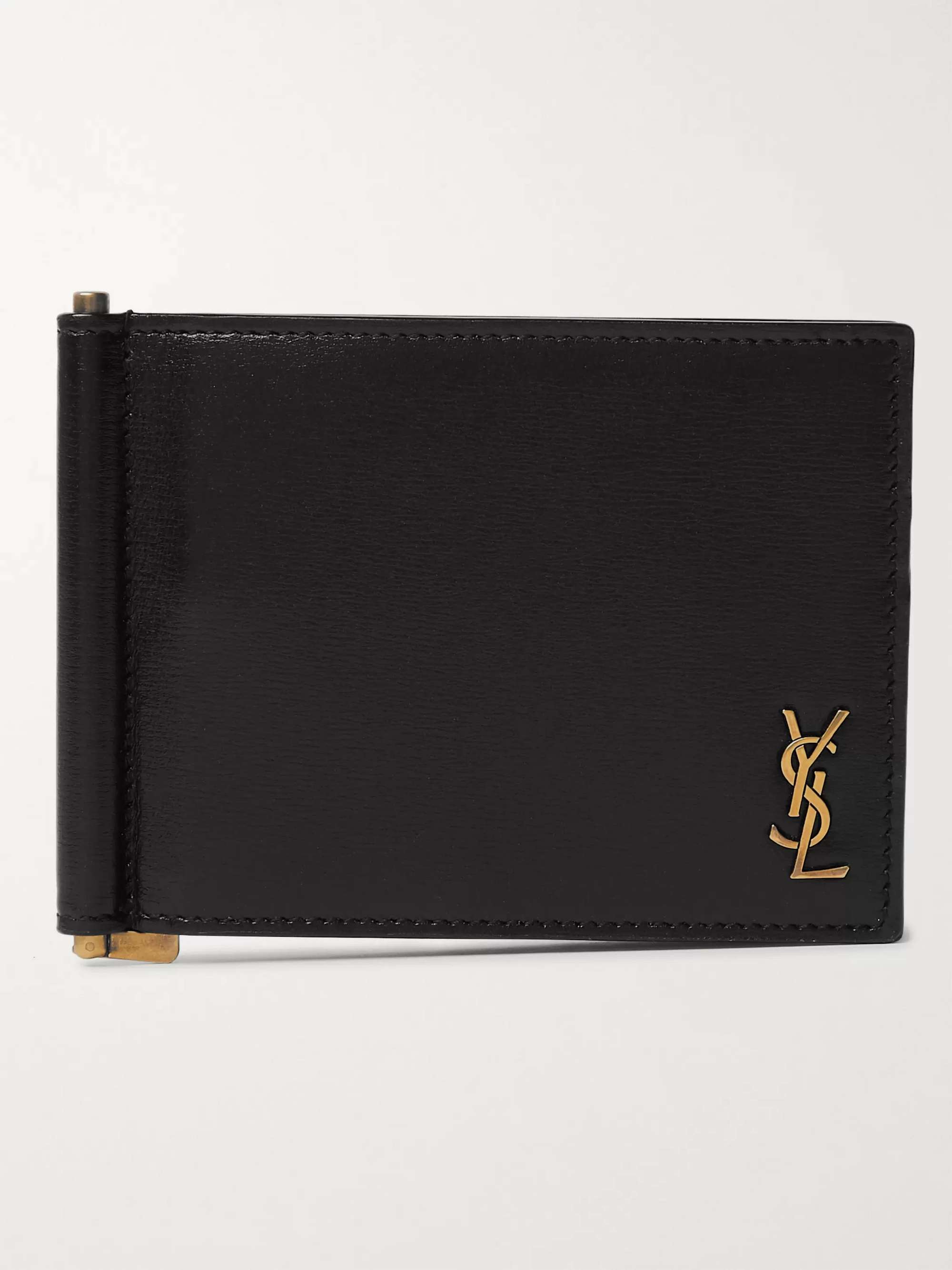 Saint Laurent Monogram Calf Leather Wallet With Money Clip in White for Men