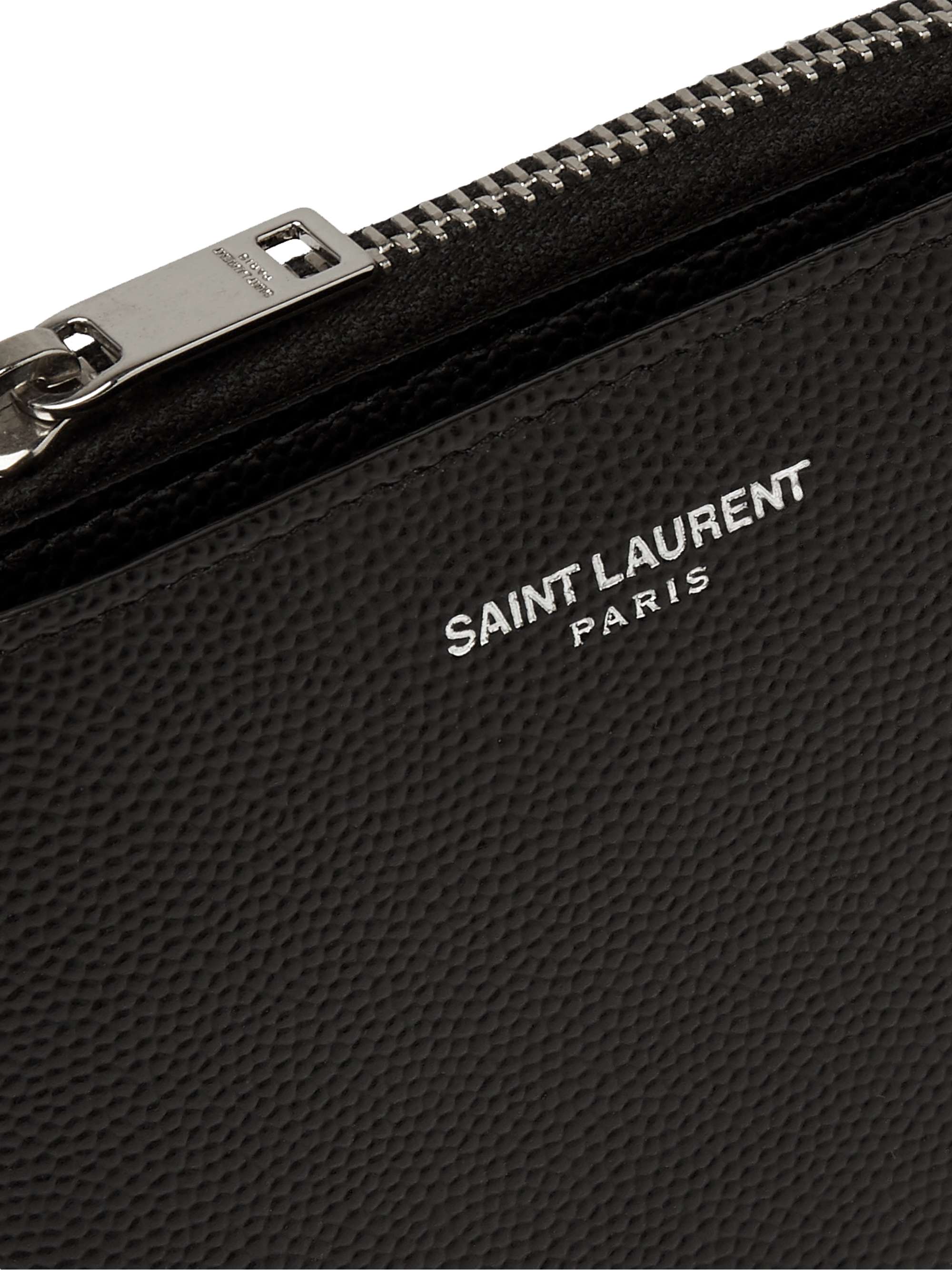 SAINT LAURENT Pebble-Grain Leather Zip-Around Wallet