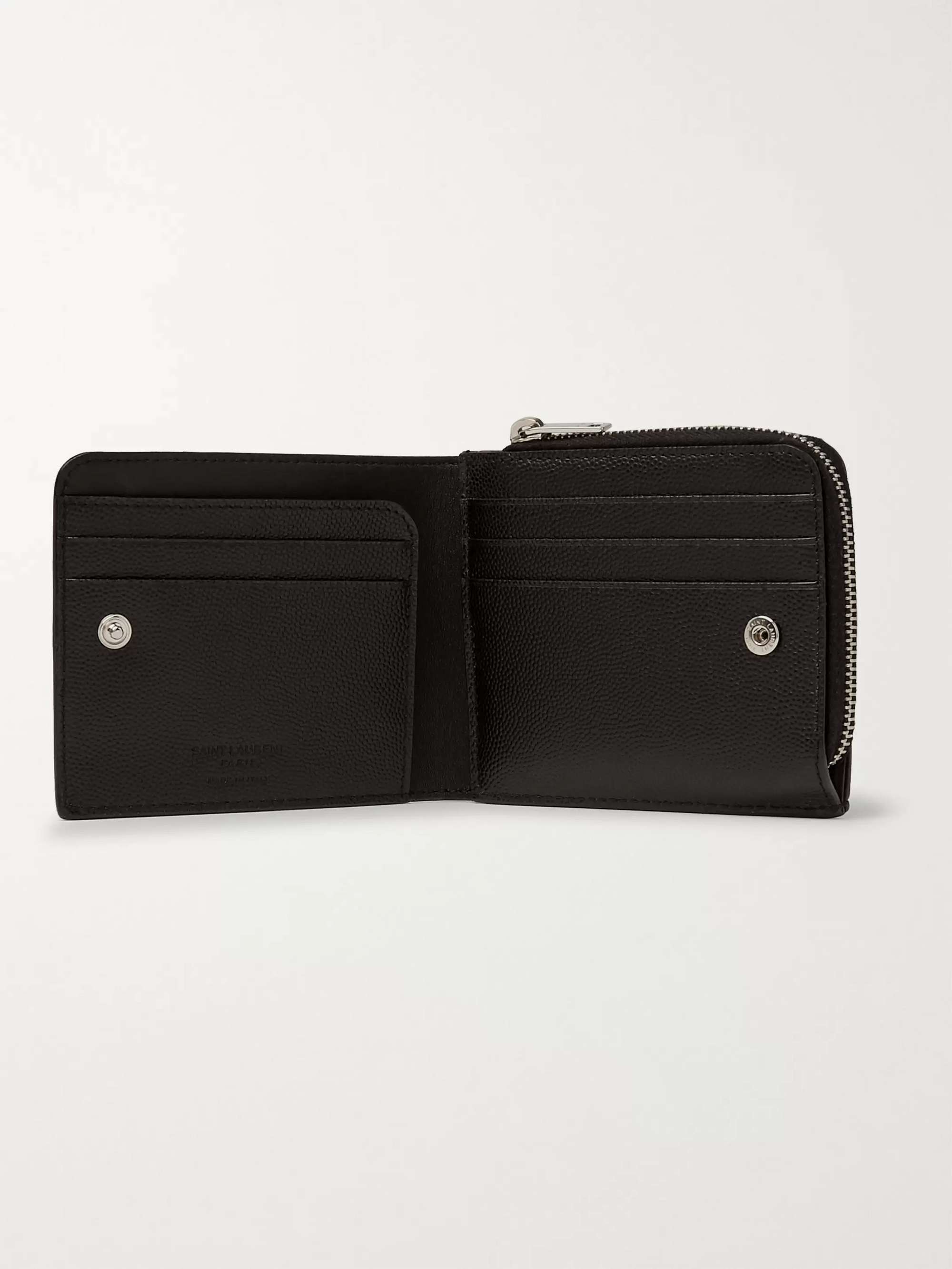 SAINT LAURENT Pebble-Grain Leather Zip-Around Wallet