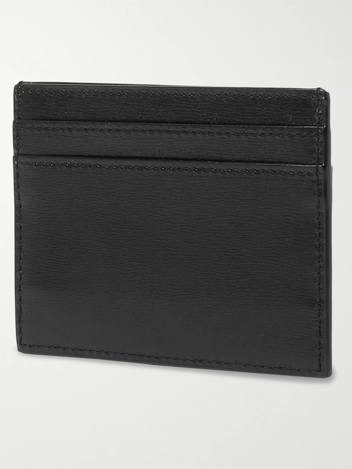 Shop Saint Laurent Logo-appliquéd Leather Cardholder In Black