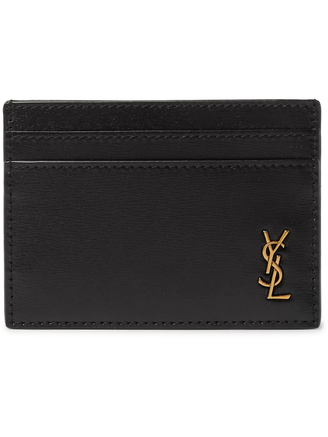 Saint Laurent Logo-appliquéd Leather Cardholder In Black