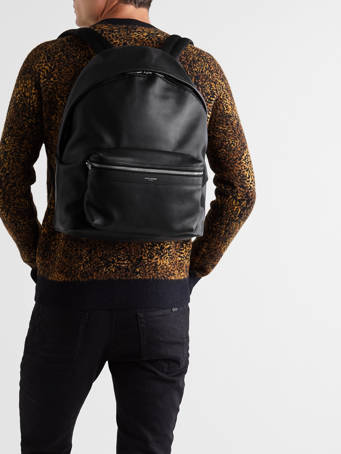 Shop Saint Laurent City Leather Backpack In Black