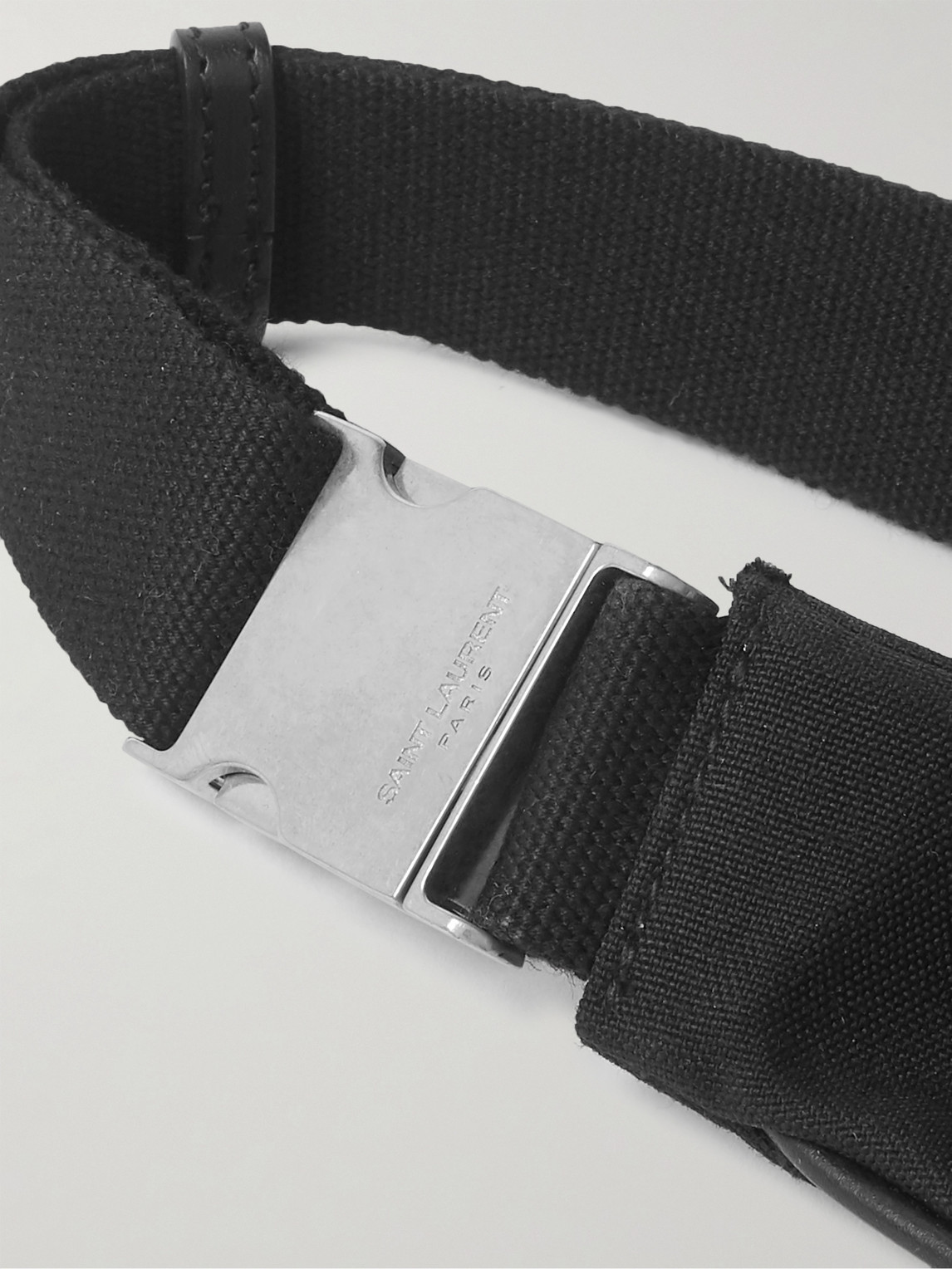 Saint Laurent Leather-trimmed Canvas Belt Bag In Black