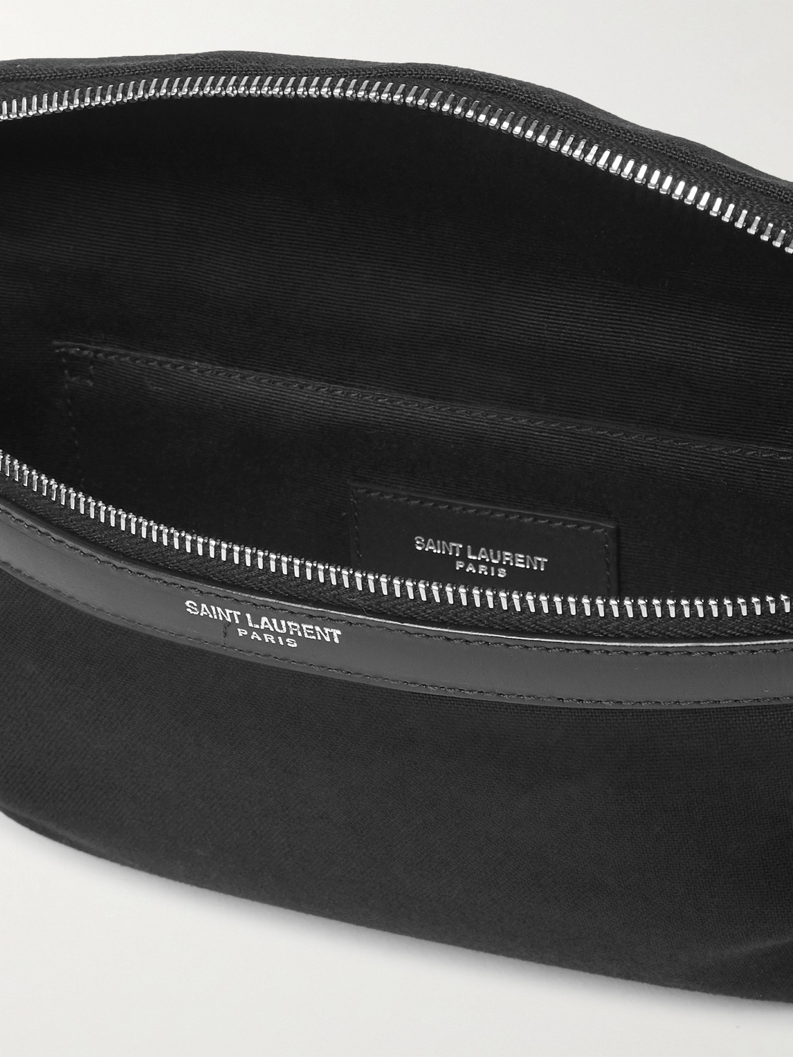 Saint Laurent Leather-trimmed Canvas Belt Bag In Black