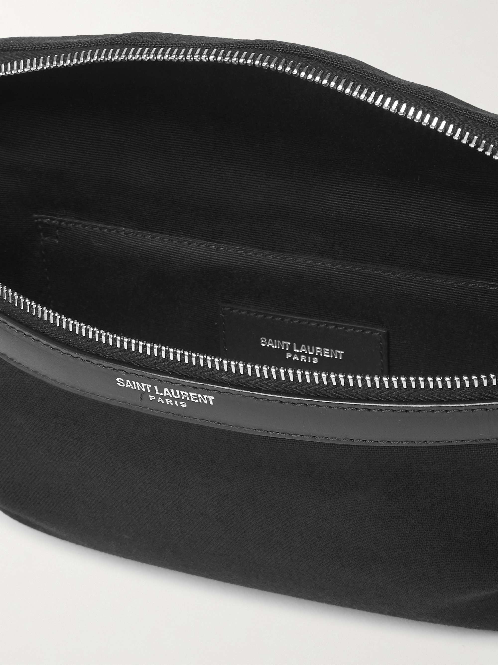 SAINT LAURENT Leather-Trimmed Canvas Belt Bag