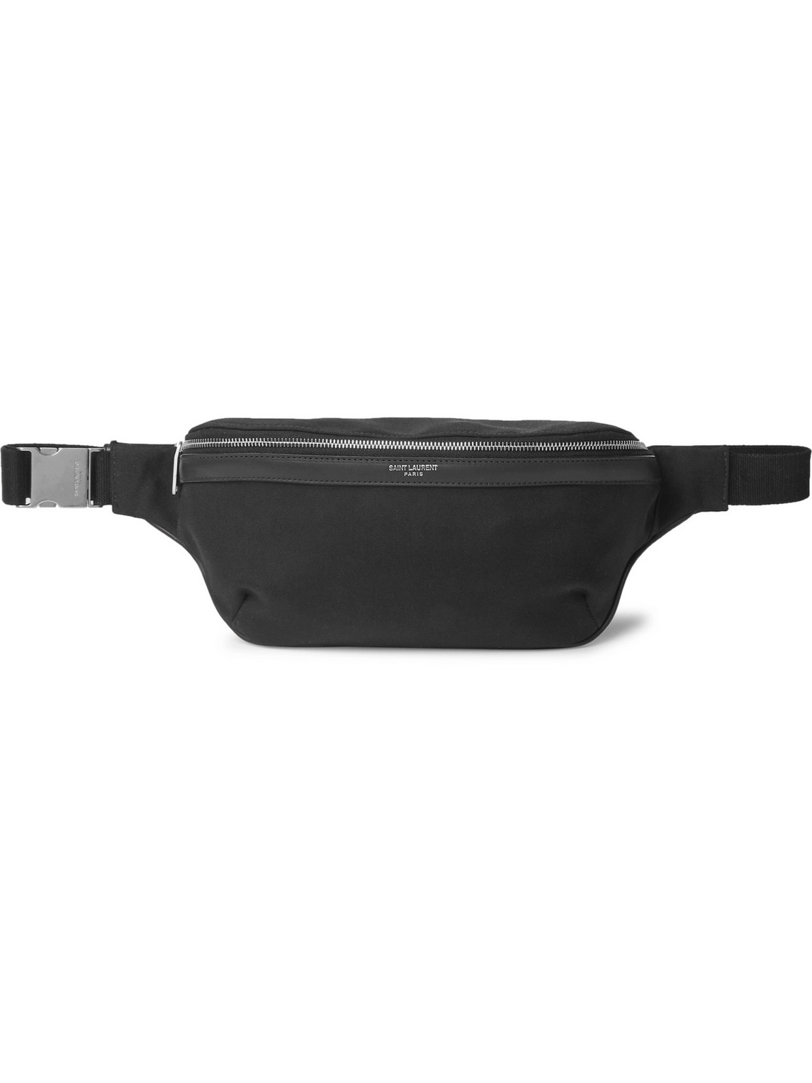 Saint Laurent Leather-trimmed Canvas Belt Bag In Black