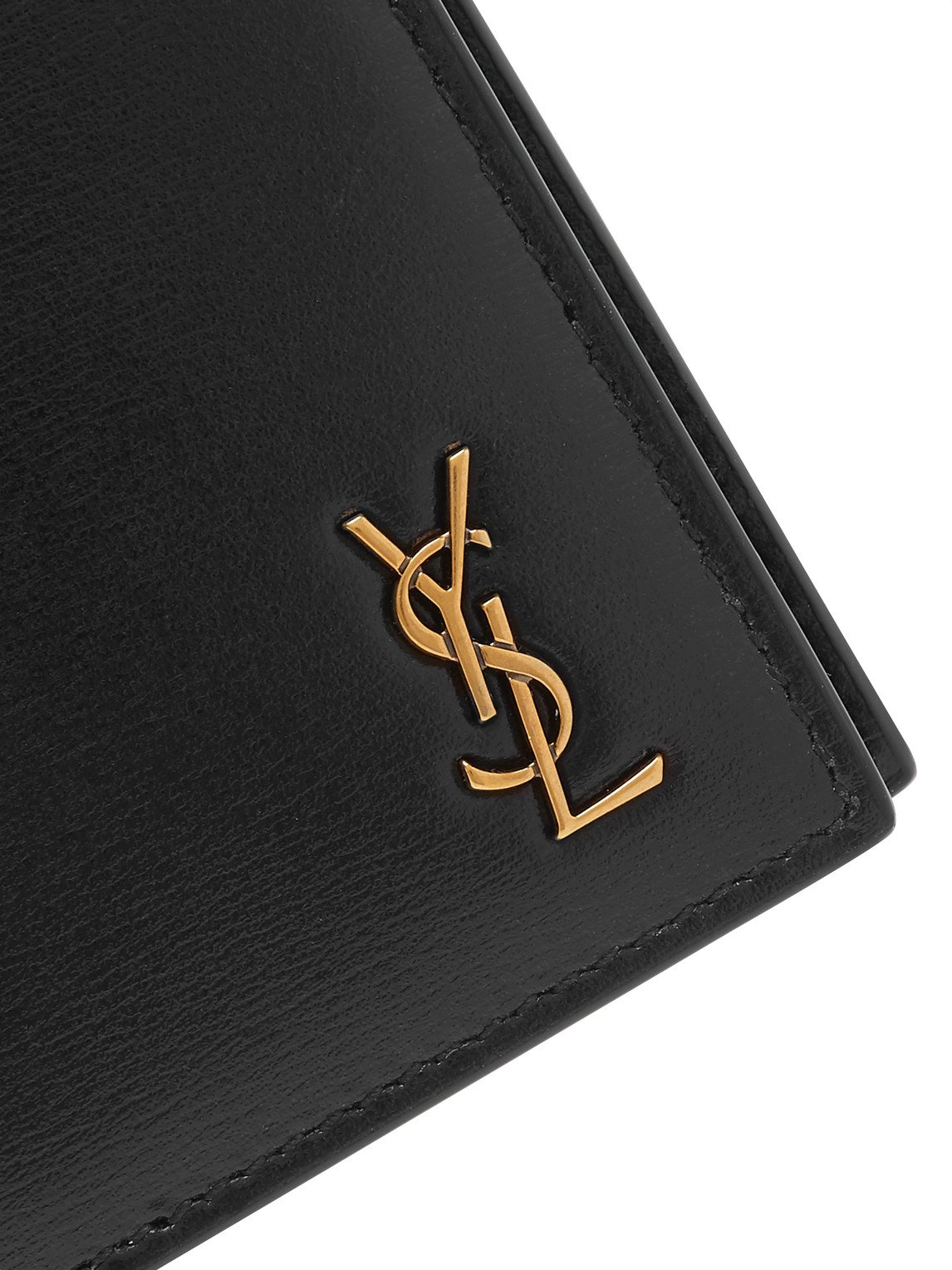 Saint Laurent Logo-appliquéd Leather Billfold Wallet In Black