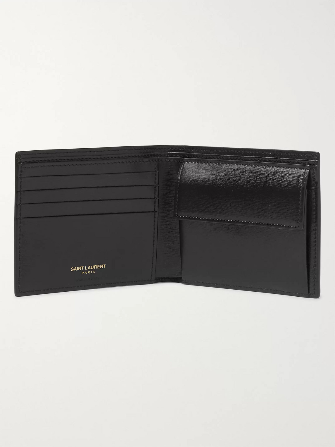 Saint Laurent Logo-appliquéd Leather Billfold Wallet In Black