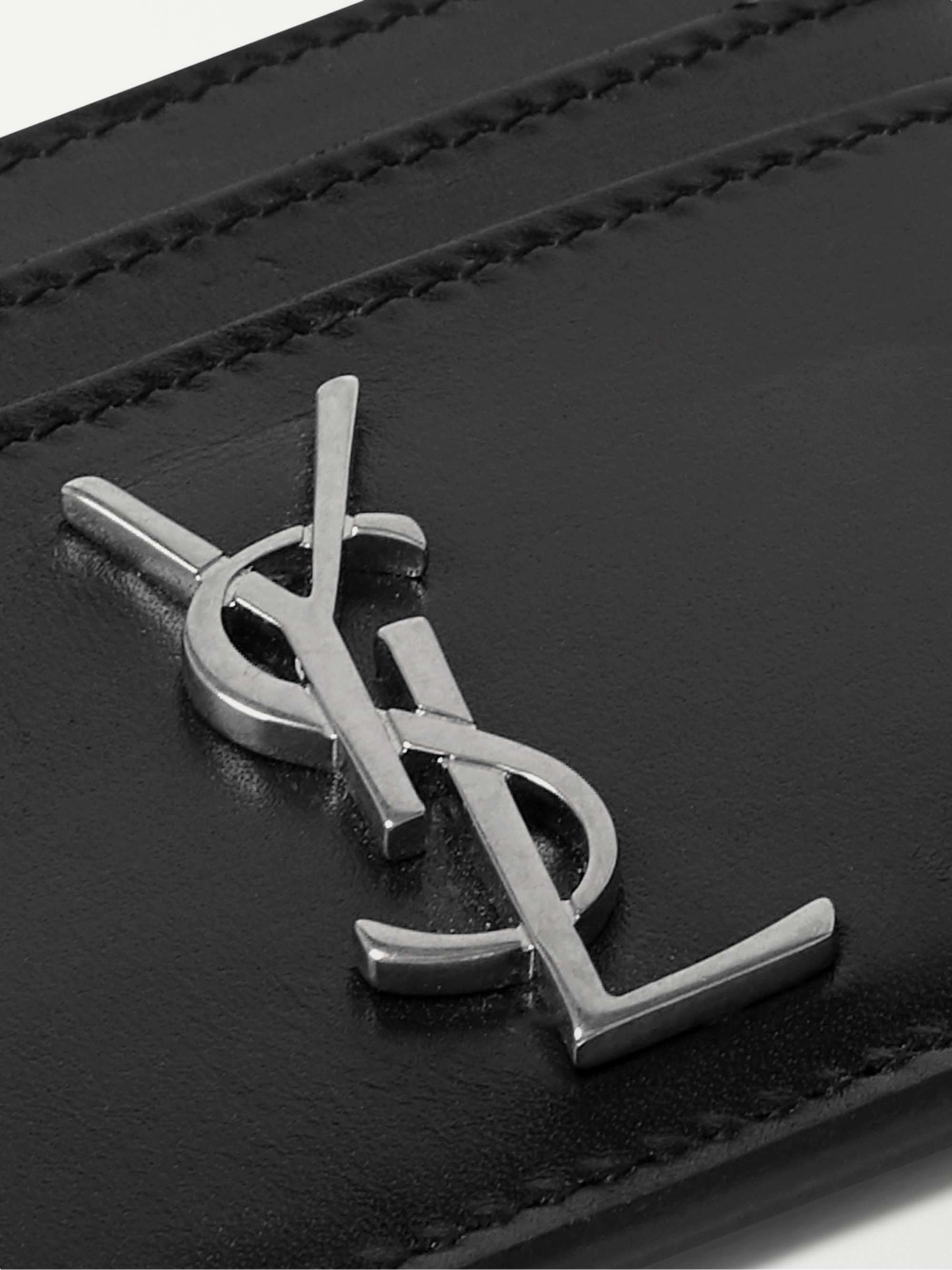 SAINT LAURENT Logo-Appliquéd Leather Cardholder